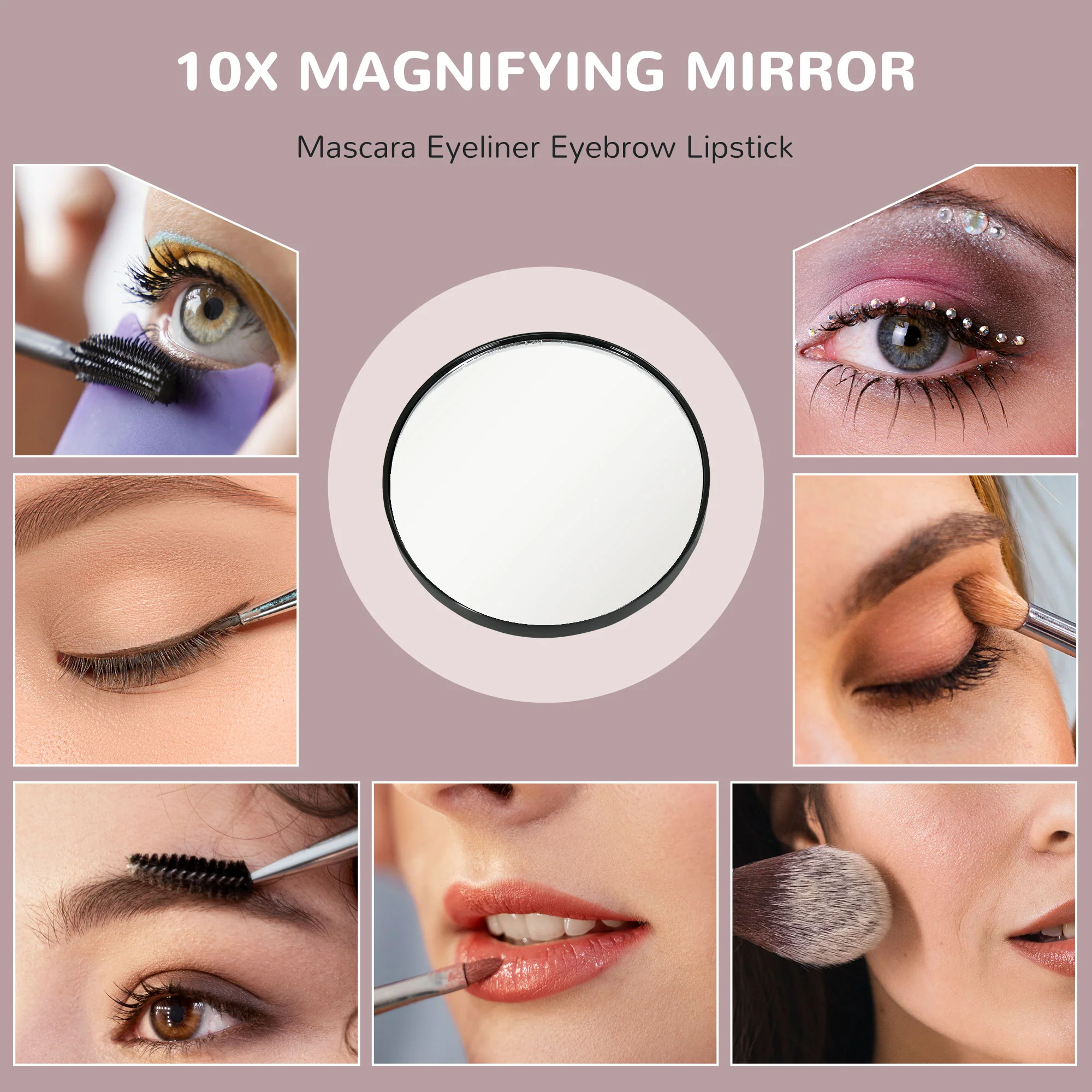 HOMCOM Dimmable Lighted Makeup Mirror with Magnifier, USB Port, 360° Rotation - Image 8