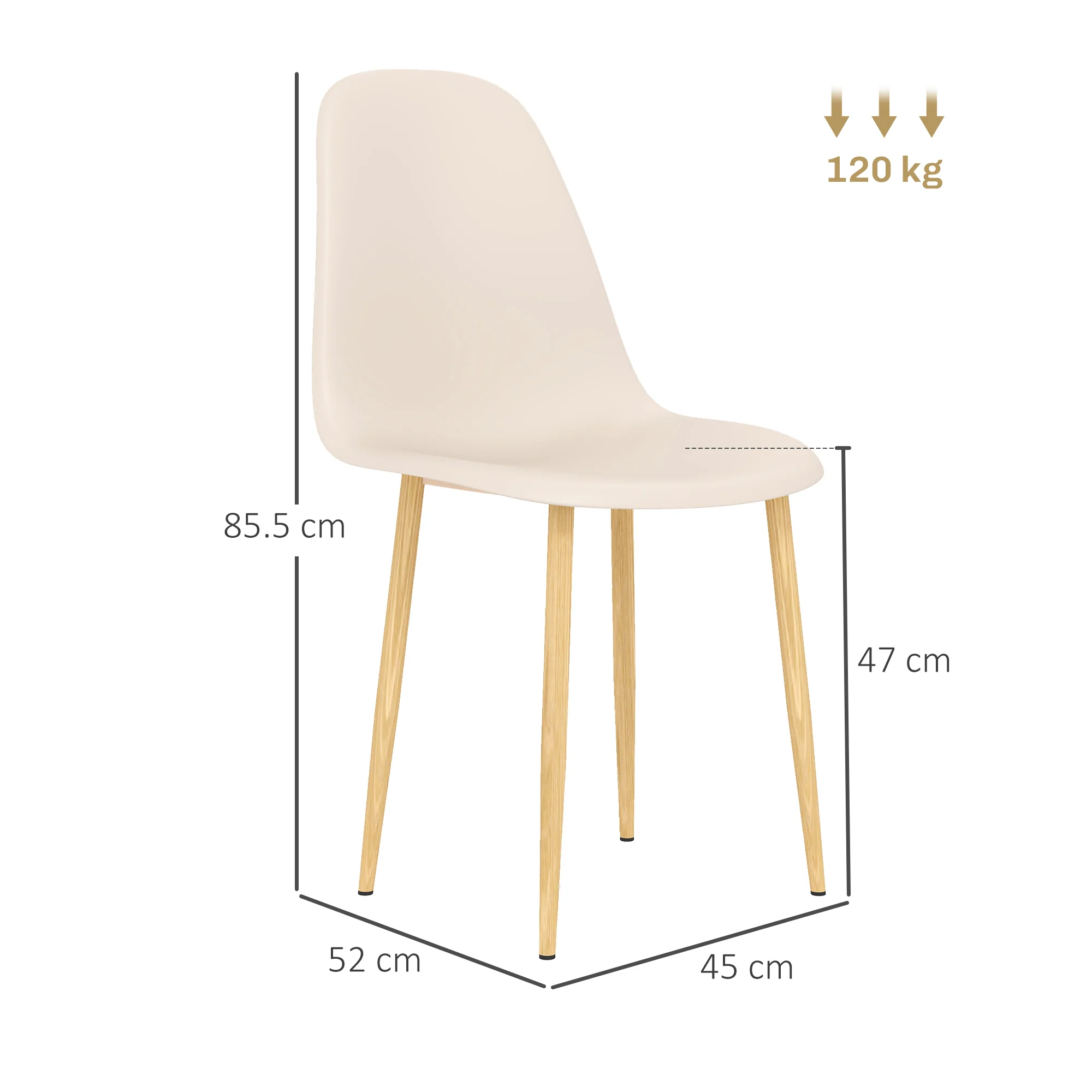 HOMCOM Dining Chairs Set of 4 w/ Curved Back, Steel Legs, Light Blue - Image 14