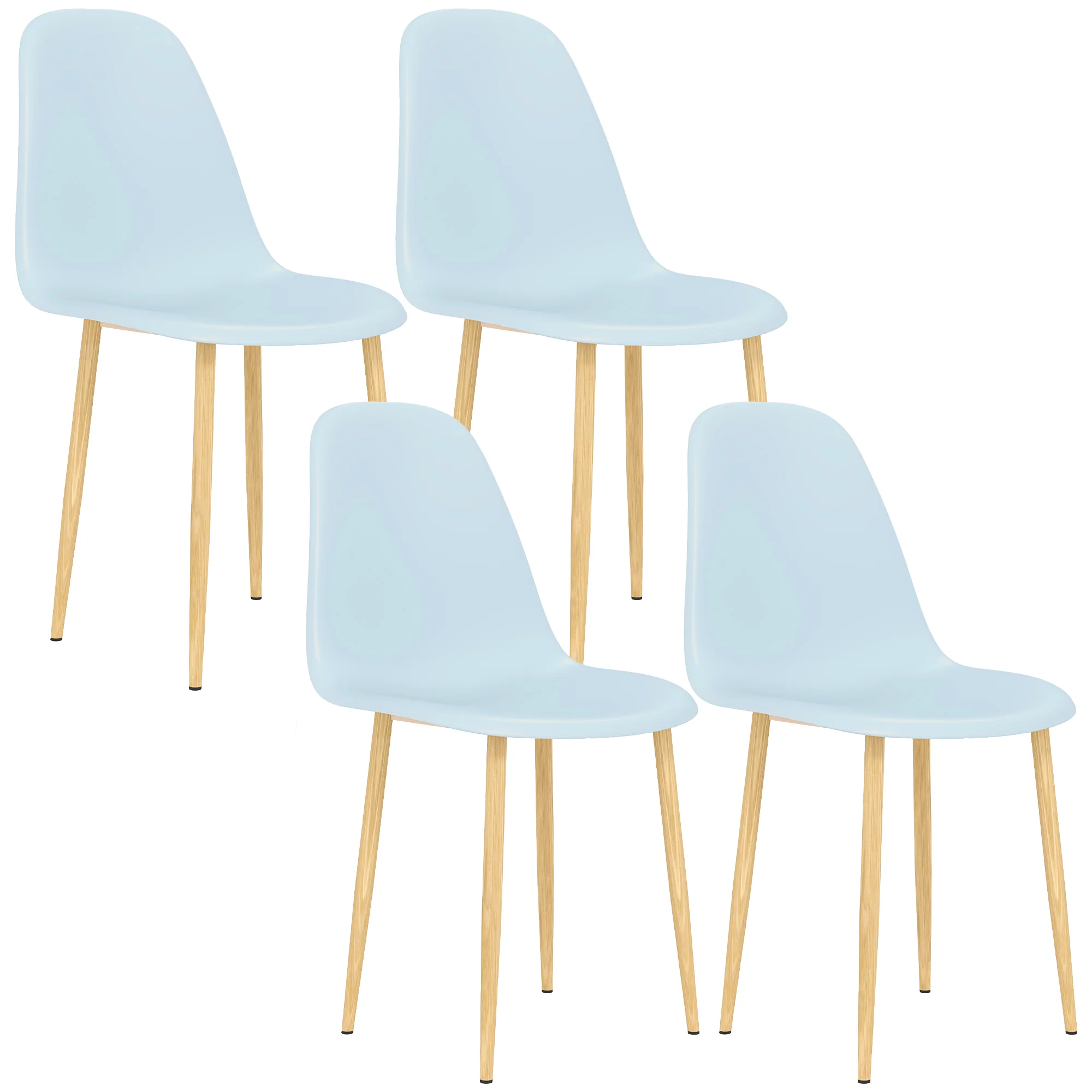 HOMCOM Dining Chairs Set of 4 w/ Curved Back, Steel Legs, Light Blue - Image 19