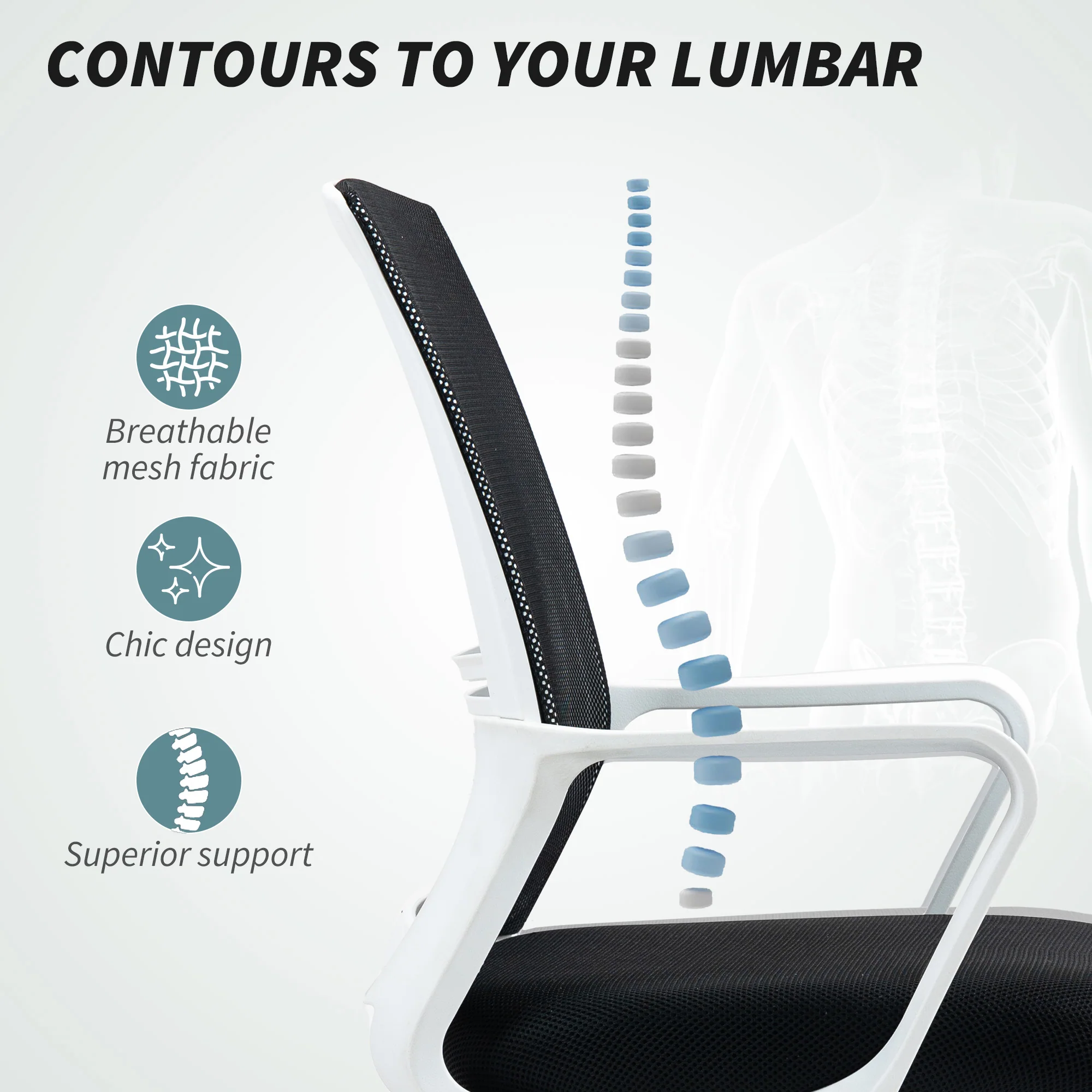 HOMCOM Draughtsman Chair, Mesh Ergonomic Drafting Chair - Image 6