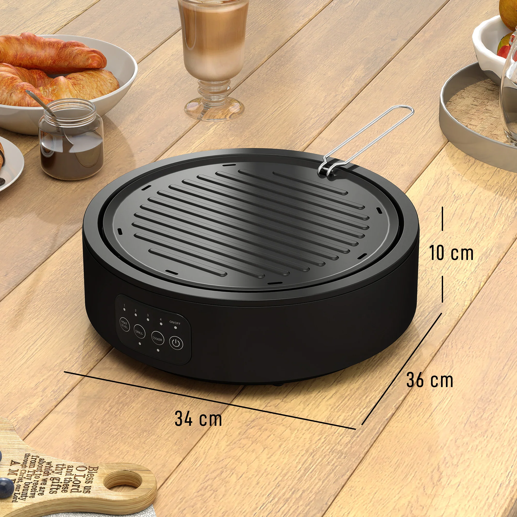 HOMCOM Electric Ceramic Hob With Grill Plate With 4 Heat Levels For All Type - Image 5