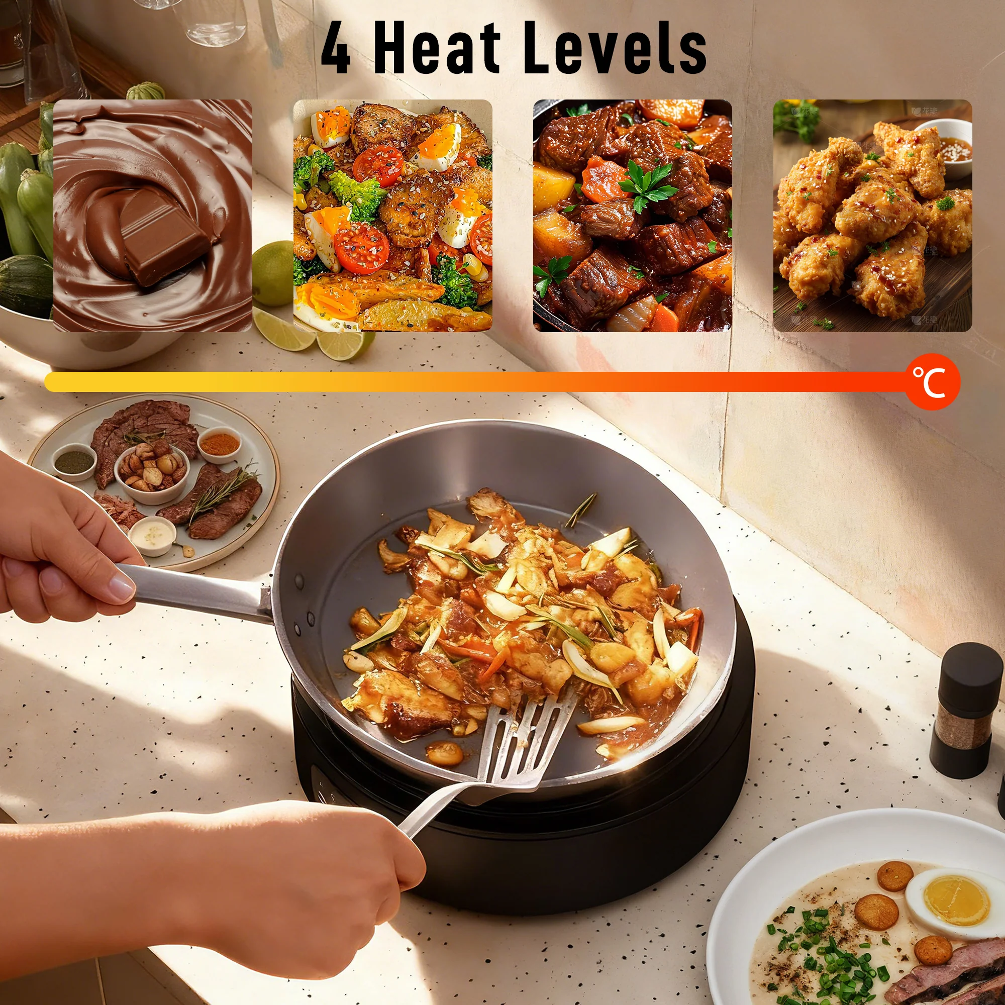 HOMCOM Electric Ceramic Hob With Grill Plate With 4 Heat Levels For All Type - Image 6