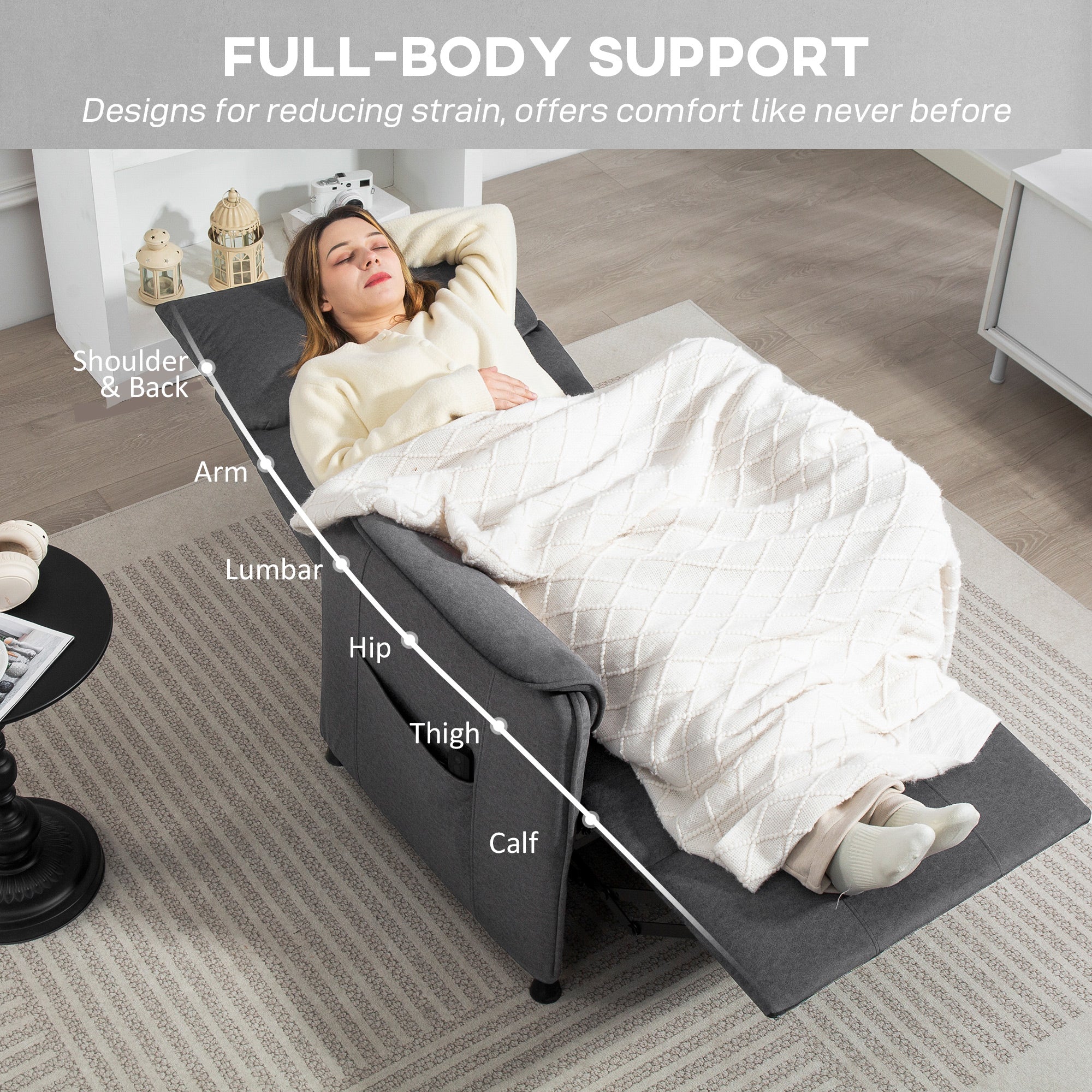 HOMCOM Electric Reclining Chair W/ Remote, Power Recliner For Elderly, Black - Image 8