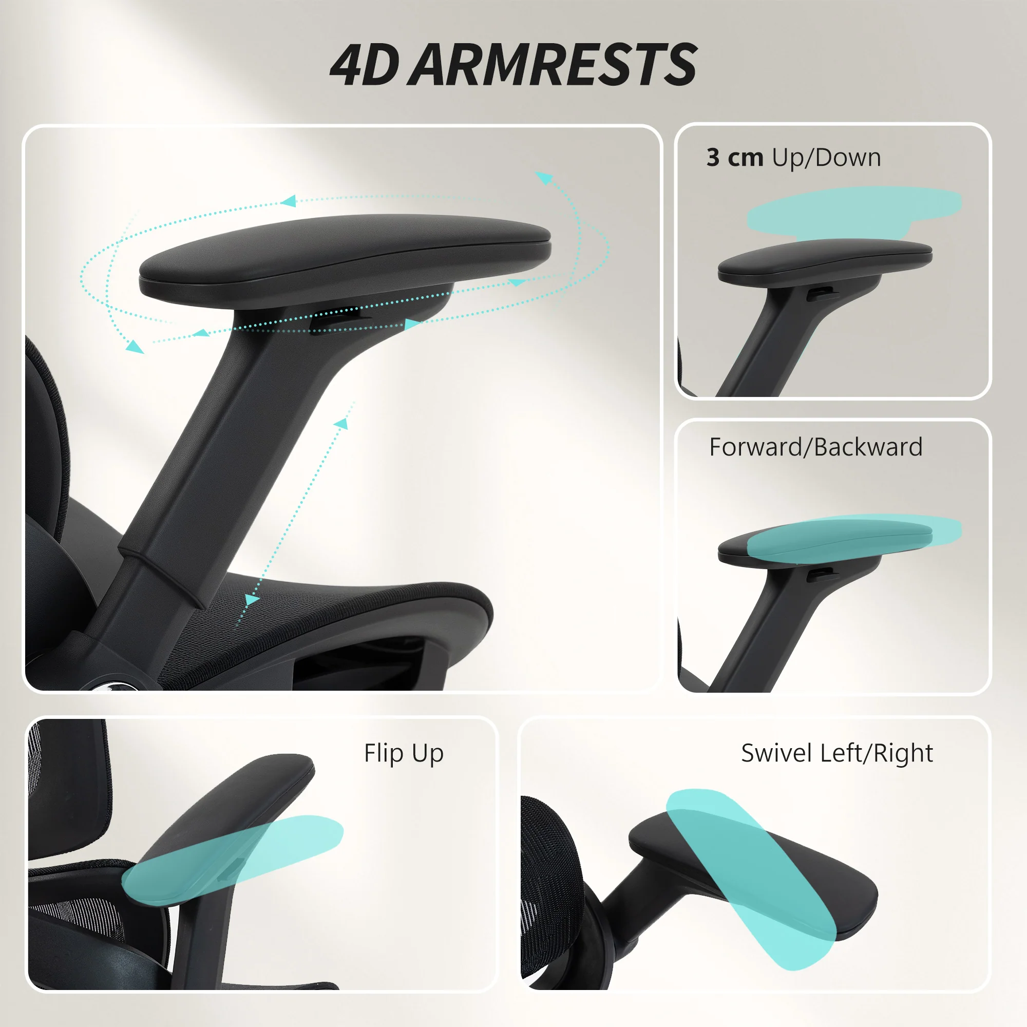 HOMCOM Ergonomic Office Chair, Mesh Desk Chair With Lumbar Support, Footrest - Image 7