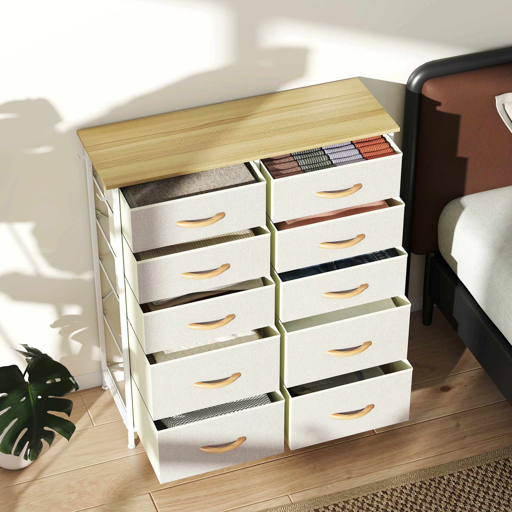 HOMCOM Fabric Chest Of Drawers, Dresser For Bedroom, - Image 35