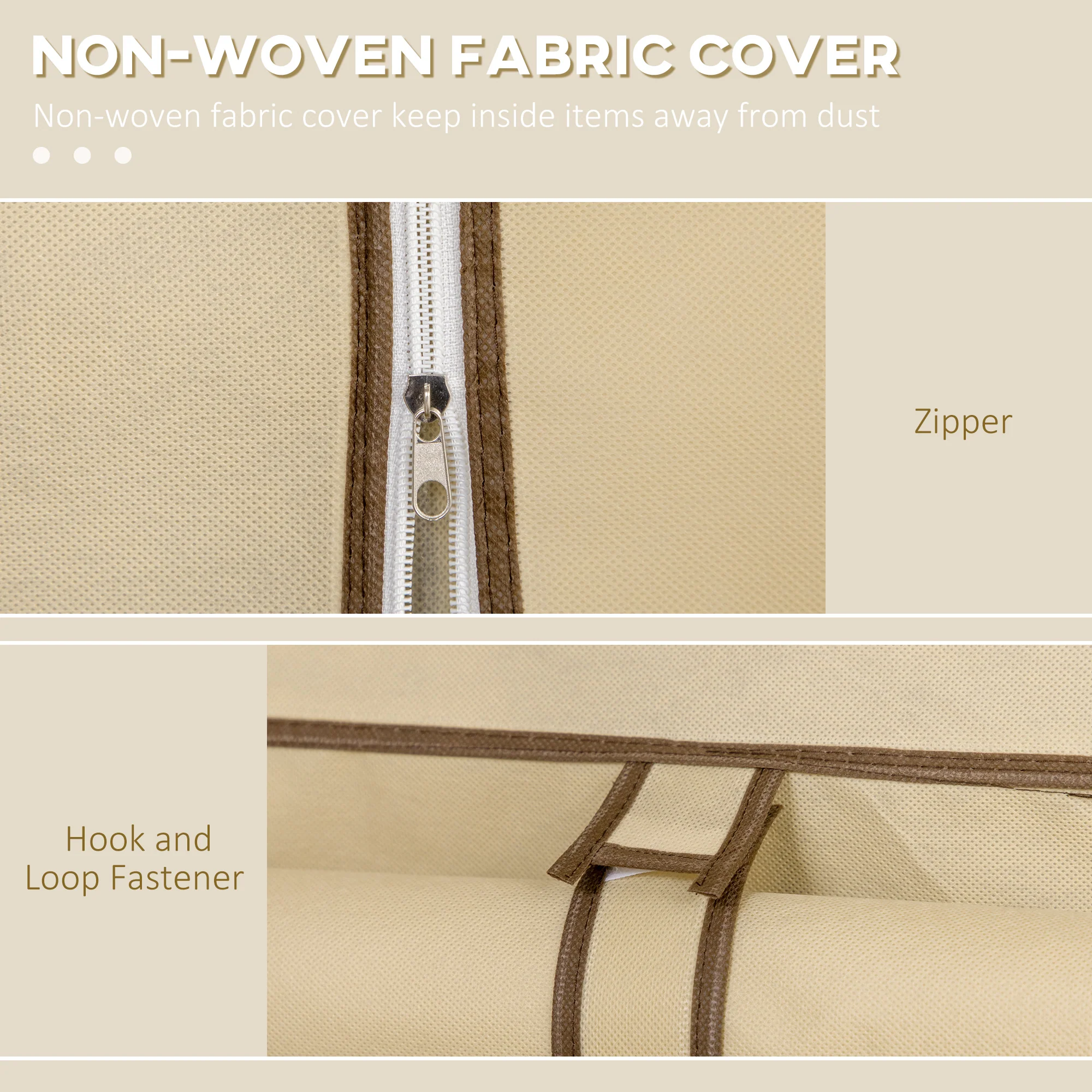 HOMCOM Fabric Portable Wardrobe with 8 Shelves 2 Hanging Rails - Image 4