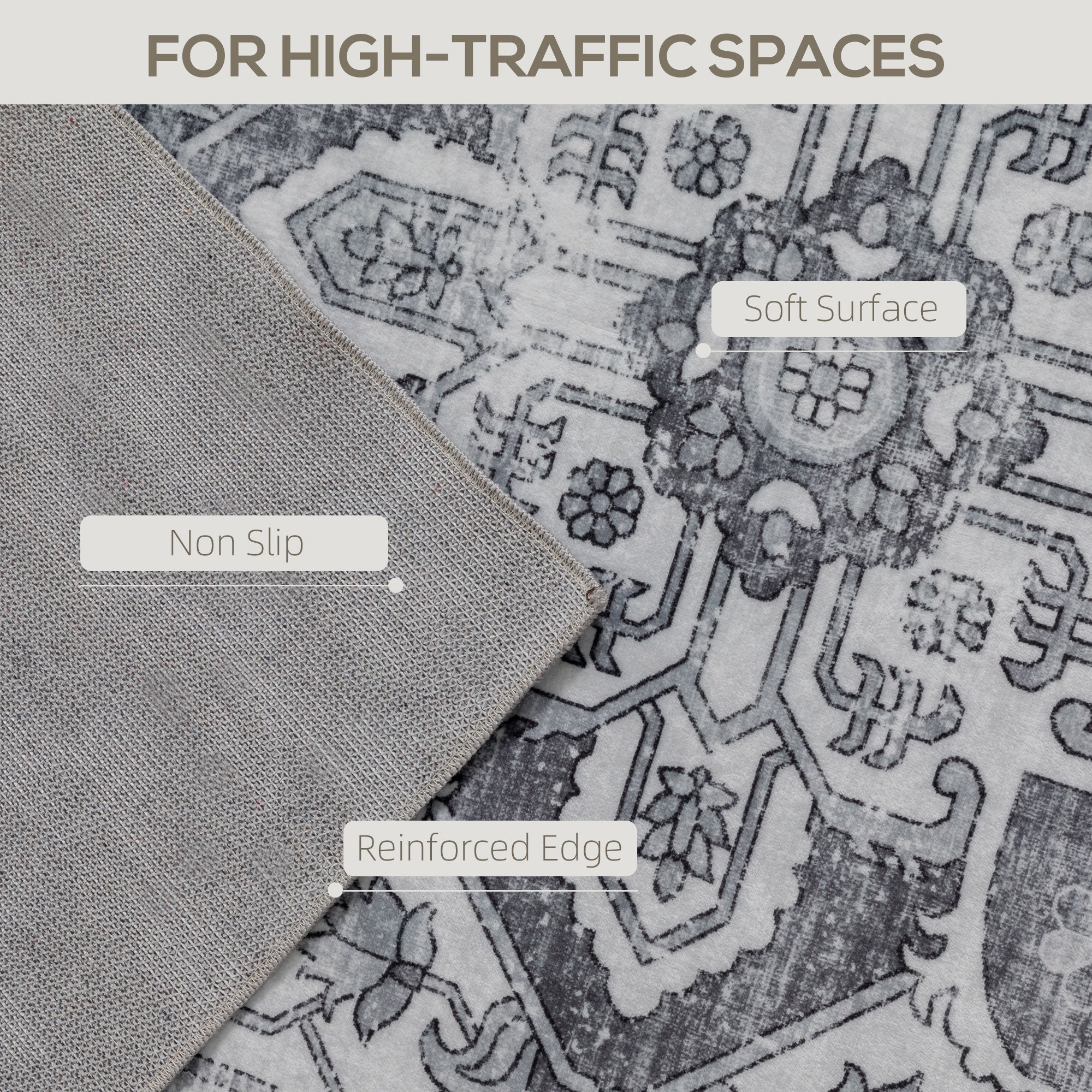 HOMCOM Flannel Non-Slip Washable Rug for Living Room, - Image 4