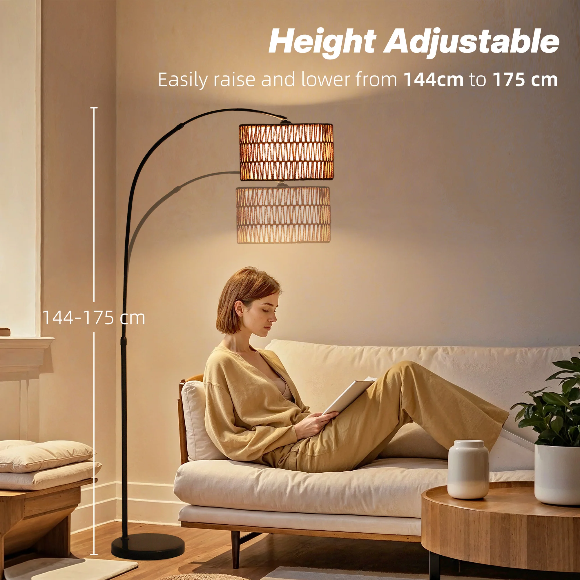 HOMCOM Floor Lamp For Living Room, Standing Lamp With Foot Switch, Black - Image 4