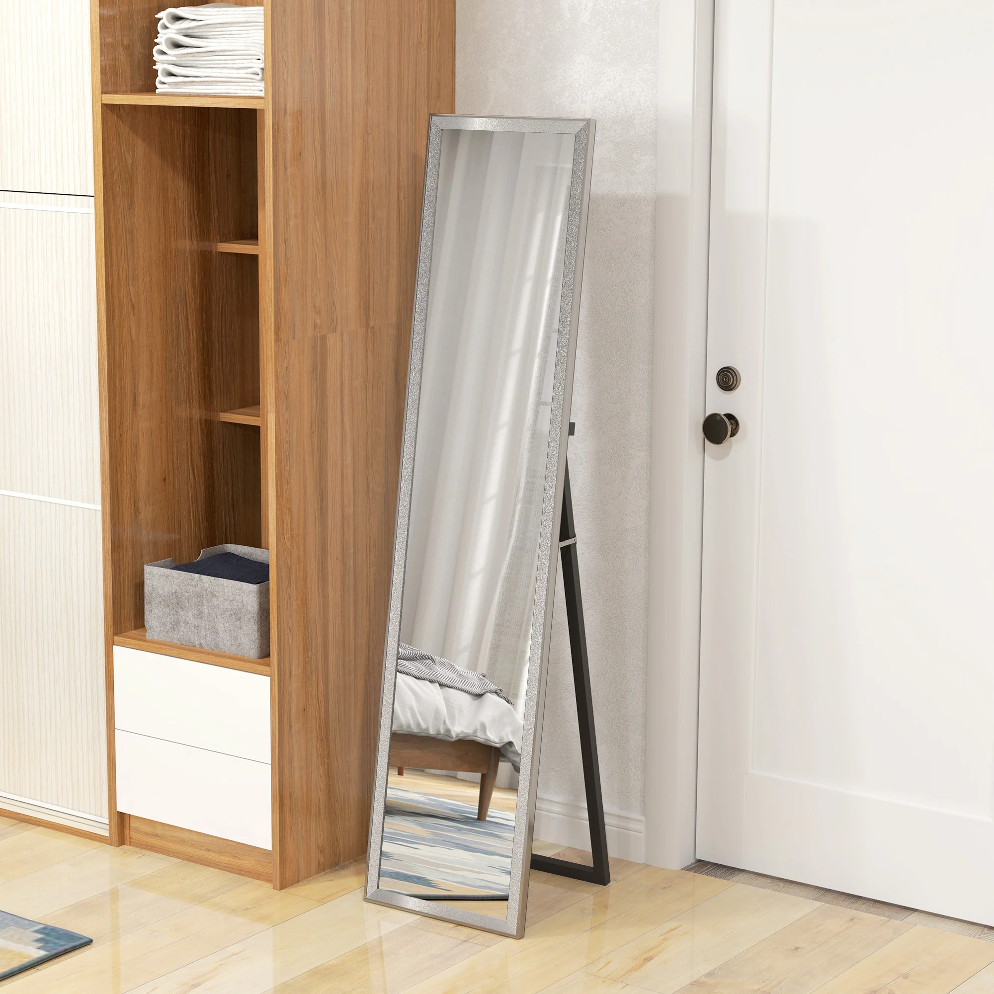 HOMCOM Floor Mirror Wall Mounted Leaning Standing Mirror - Image 17