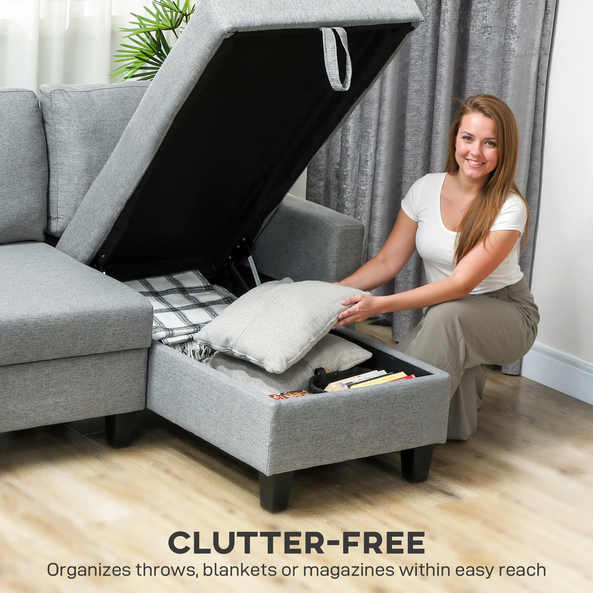 HOMCOM Fold-Out Convertible Sofa Bed With Removable Covers, Grey - Image 6