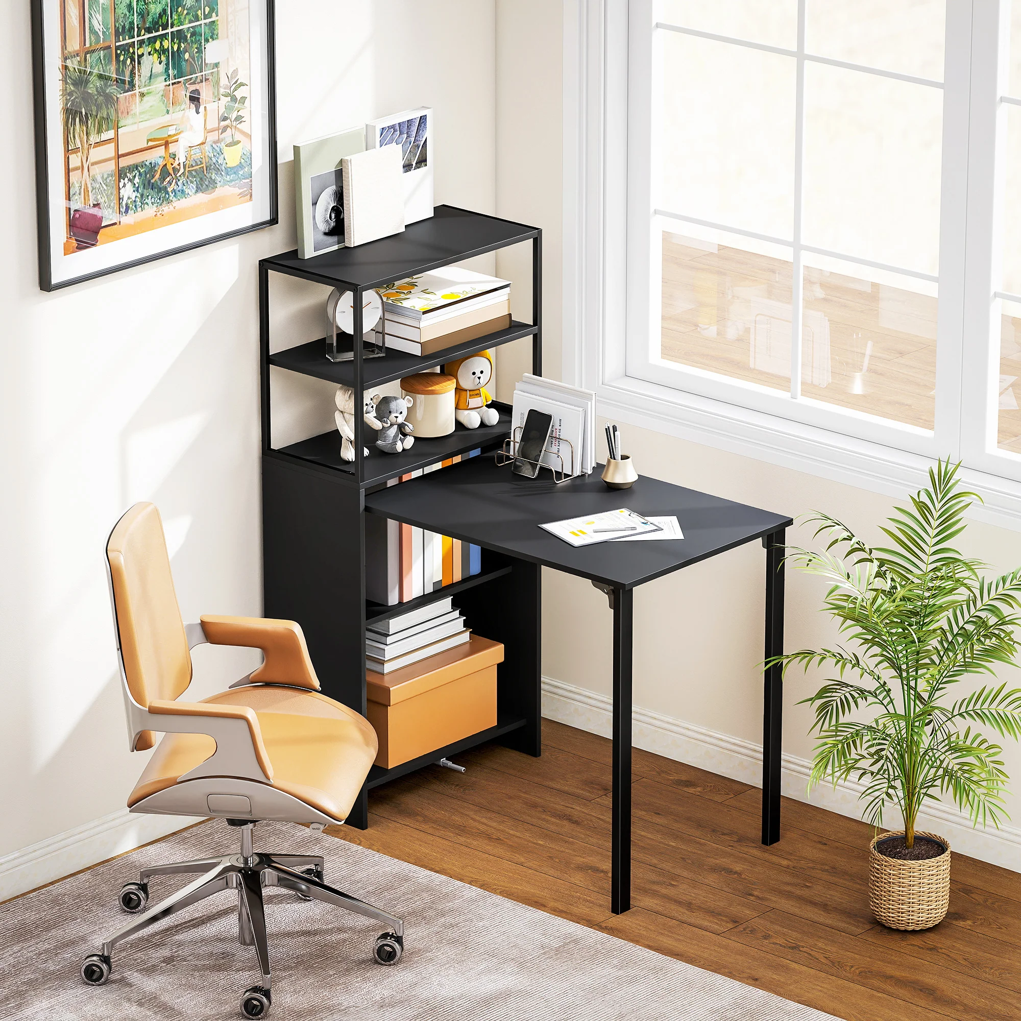 HOMCOM Foldable Computer Desk, Home Office Desk for Small Spaces, Black - Image 8