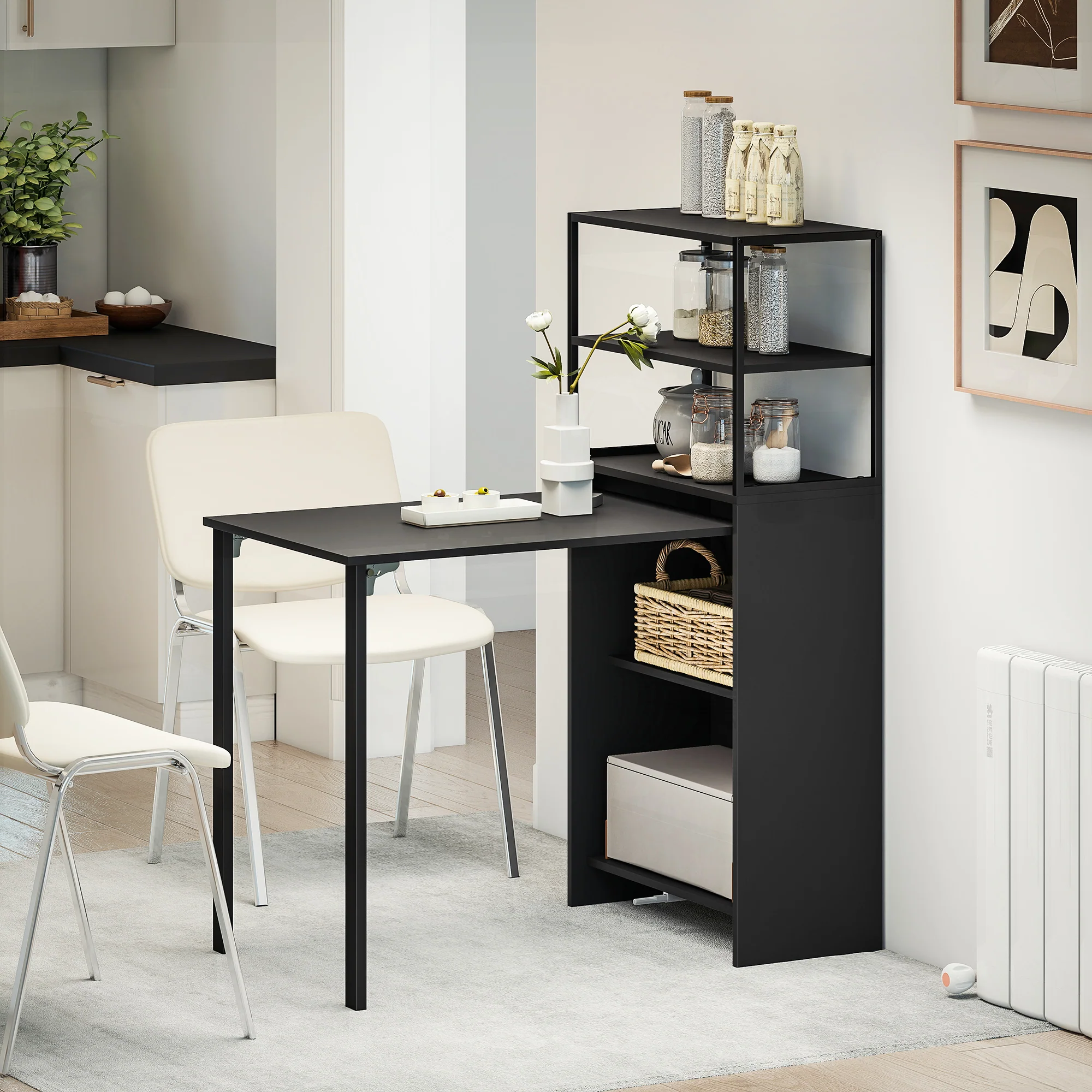 HOMCOM Foldable Computer Desk, Home Office Desk for Small Spaces, Black - Image 9