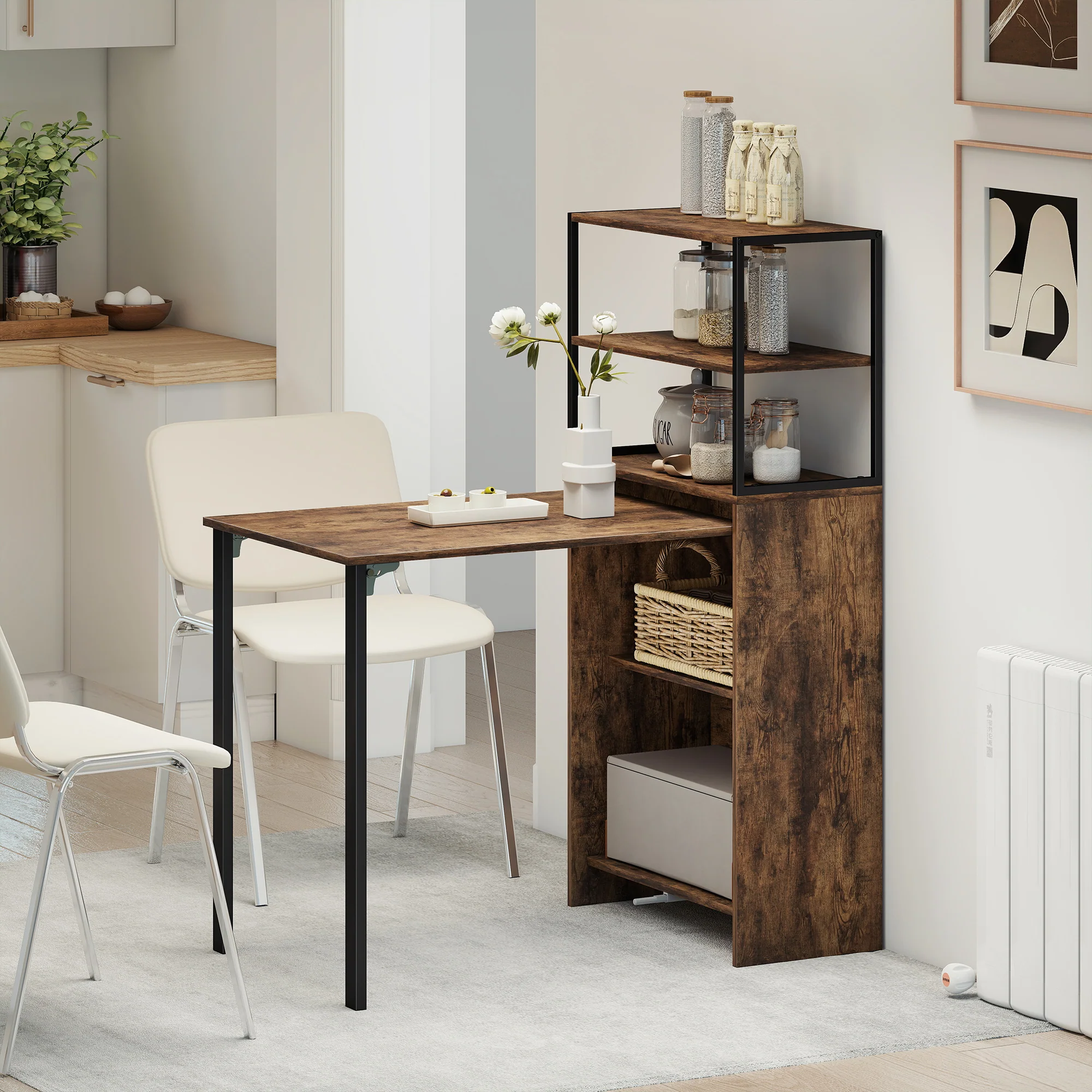 HOMCOM Foldable Computer Desk, Office Desk for Small Spaces, Rustic Brown - Image 9