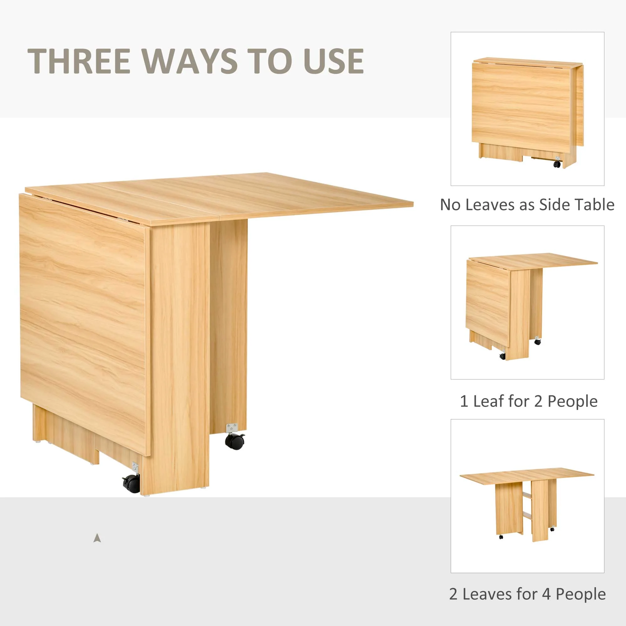 HOMCOM Foldable Dining Table with Storage Shelves for Kitchen, Dining Room - Image 4