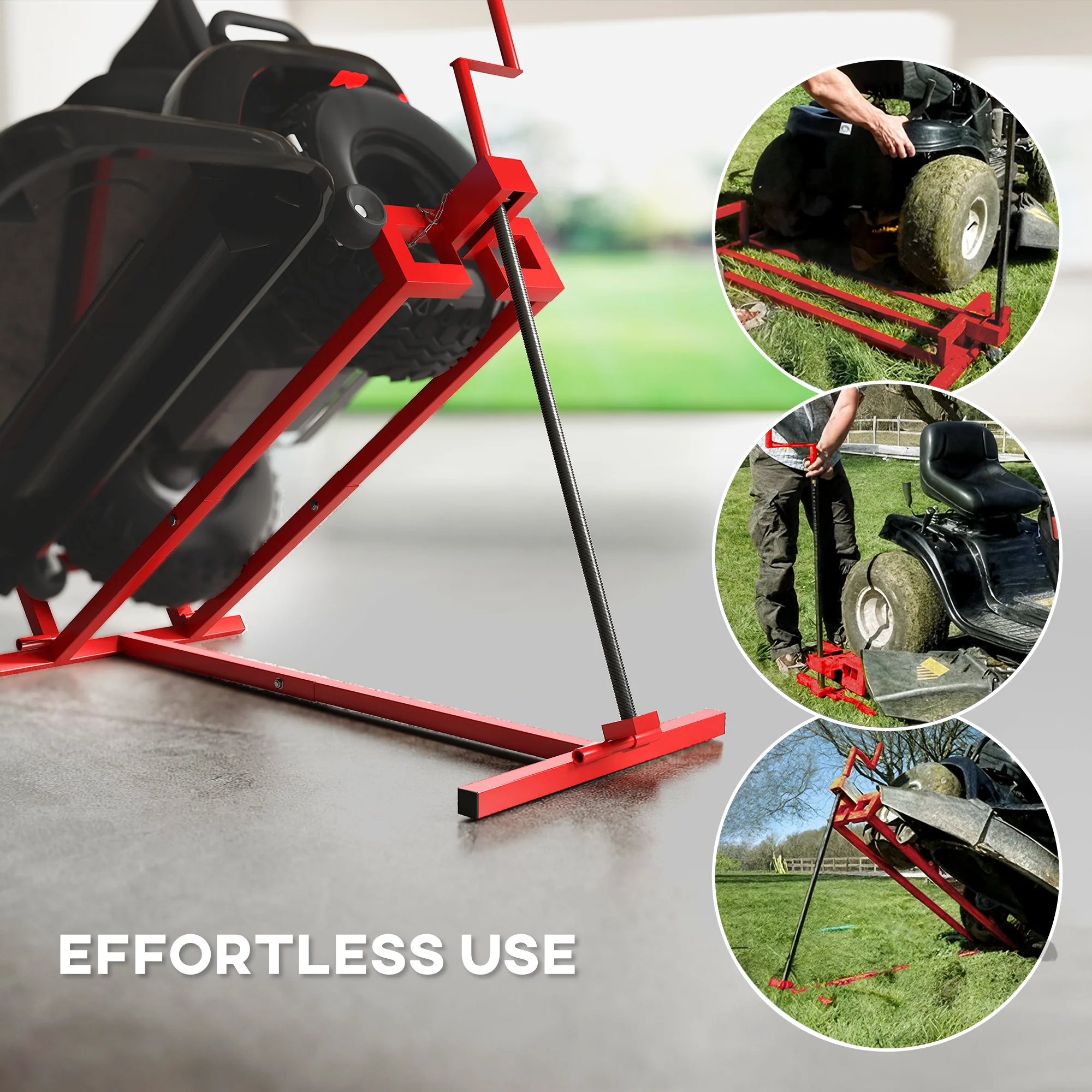 HOMCOM Foldable Ride On Lawn Mower Lift, 400 kg Telescopic Maintenance Jack - Image 7
