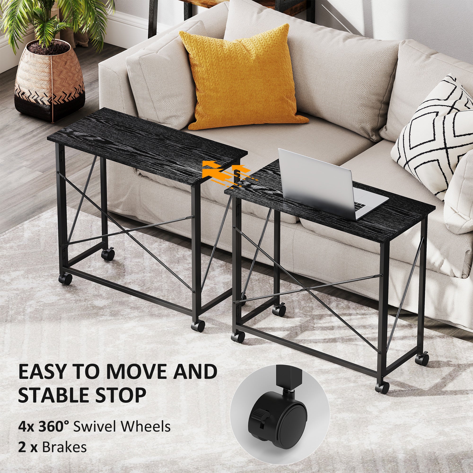 HOMCOM Folding Desk on Wheels, Writing Table for Home Office - Image 22