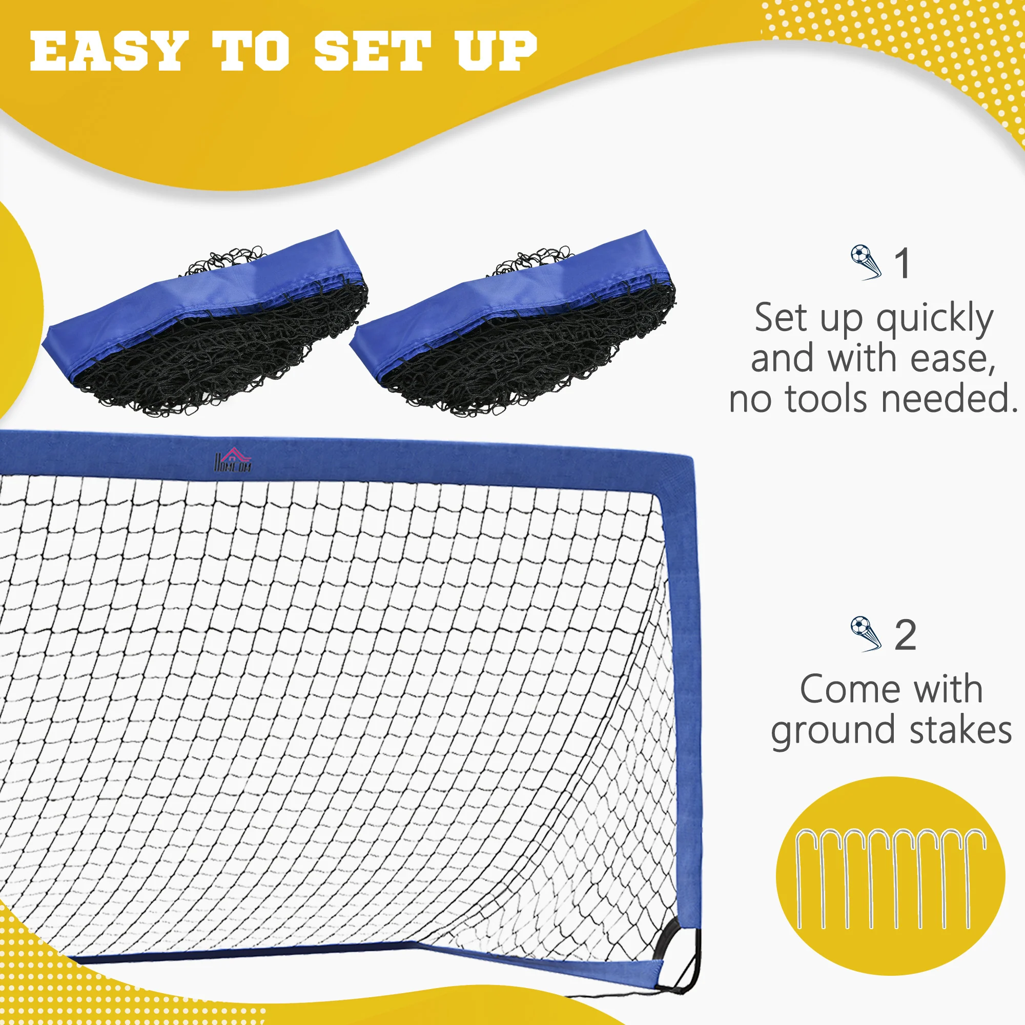 HOMCOM Football Goal Folding Outdoor With All Weather Net Teens Adults 6'x3' - Image 3