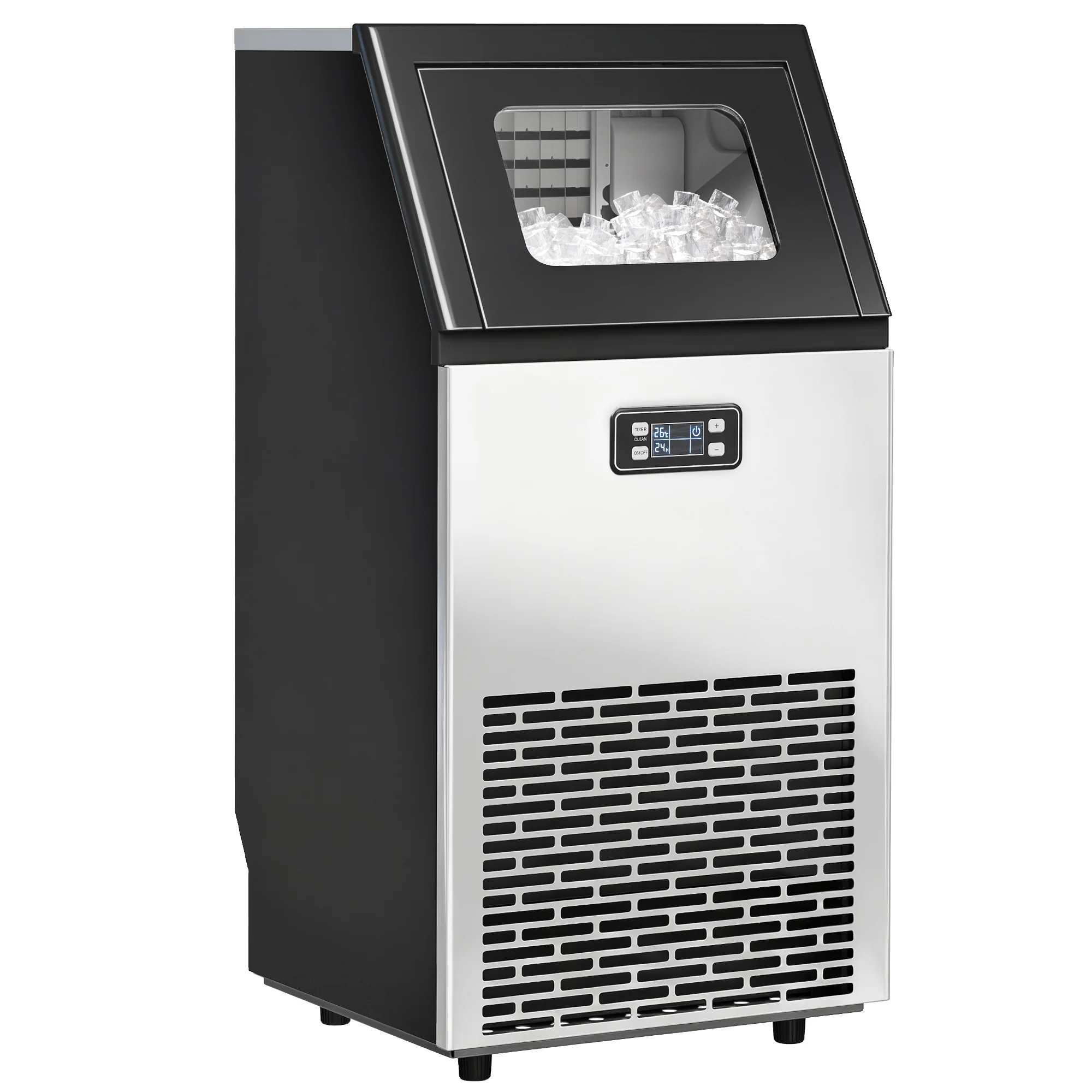 HOMCOM Freestanding Ice Machine With 45kg/24H Capacity, Commercial Ice Maker