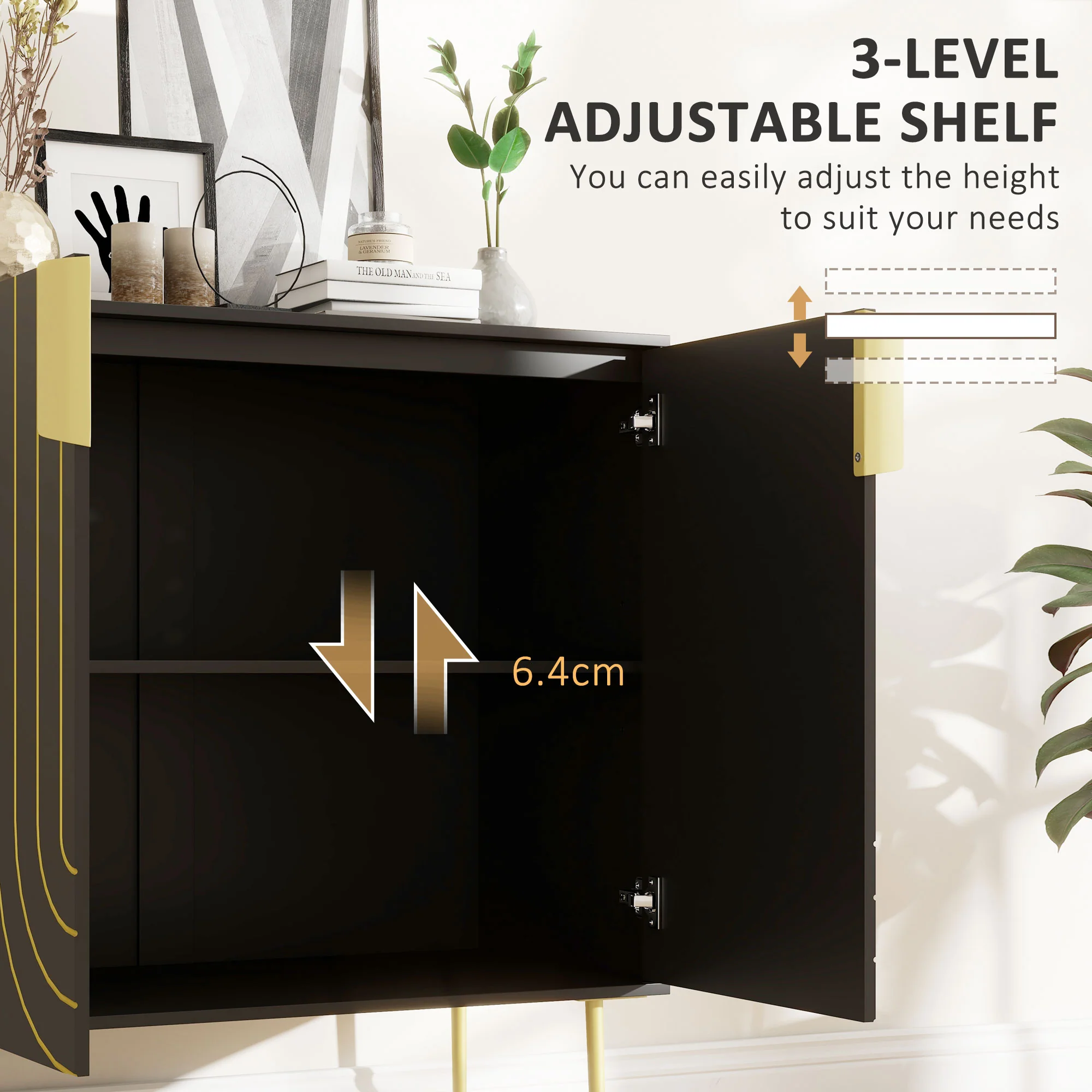 HOMCOM Freestanding Storage Cabinet with Adjustable Shelf for Living Room - Image 6