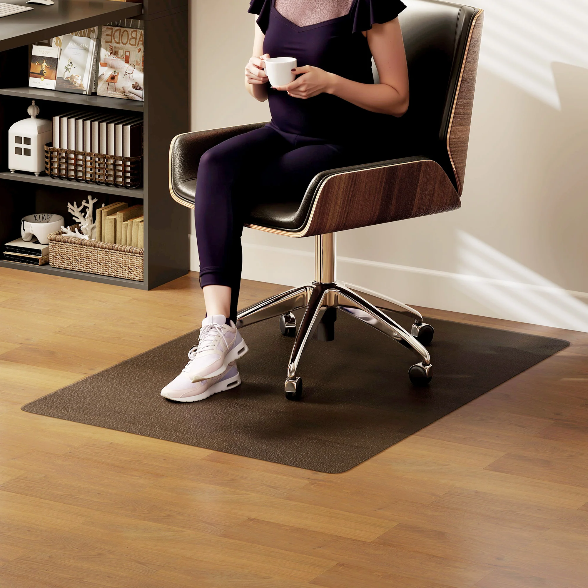 HOMCOM Home Office Hard Floor Protector Chair Mat Non Slip Frosted, Black - Image 2