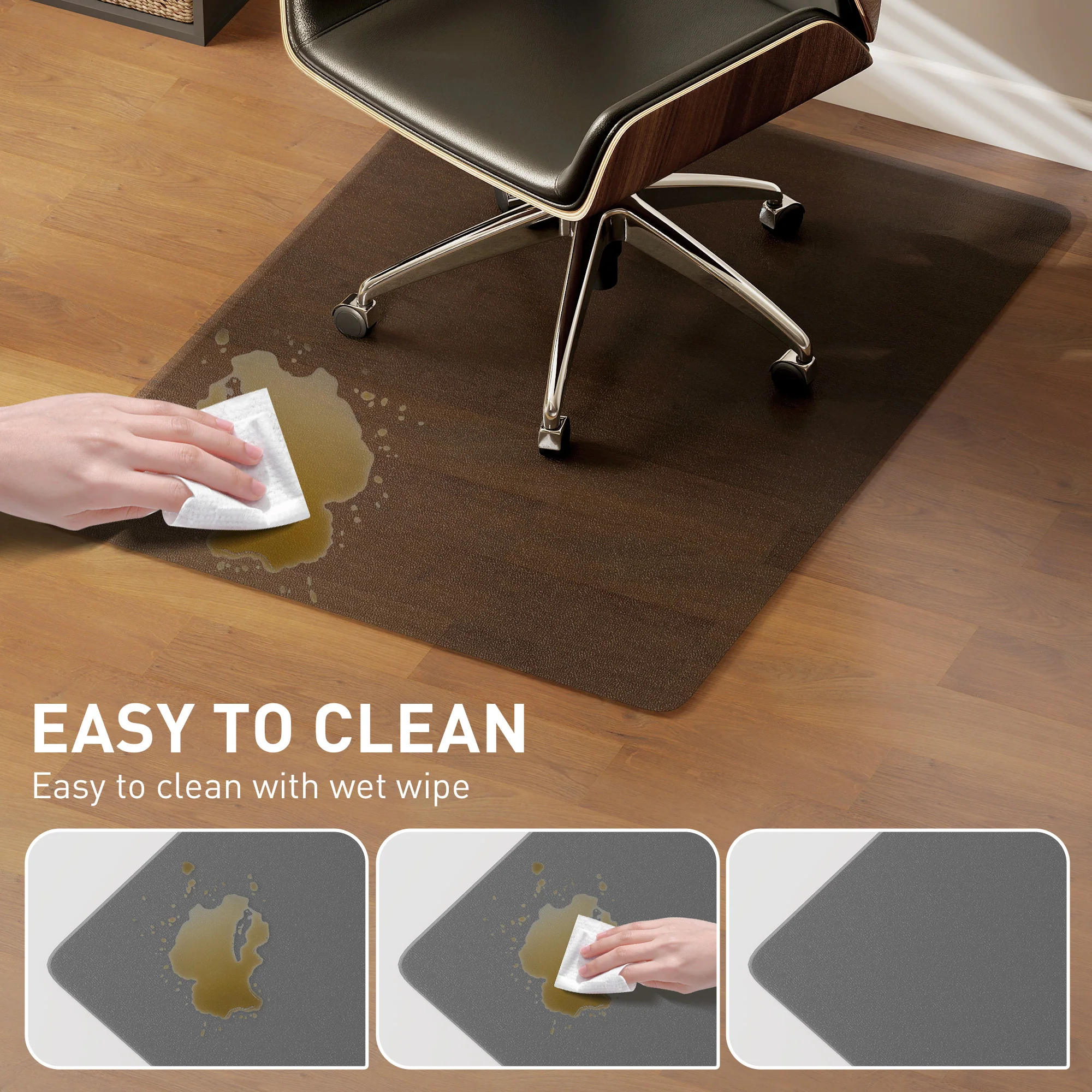 HOMCOM Home Office Hard Floor Protector Chair Mat Non Slip Frosted, Black - Image 3