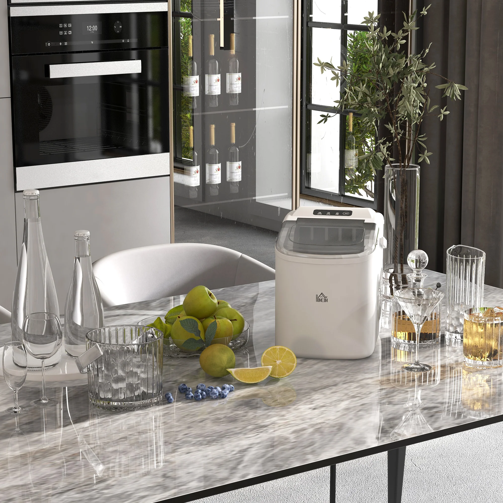 HOMCOM Ice Maker w/ Ice Basket 12Kg in 24 Hrs 9 Cubes Ready in 6-12Mins White - Image 2