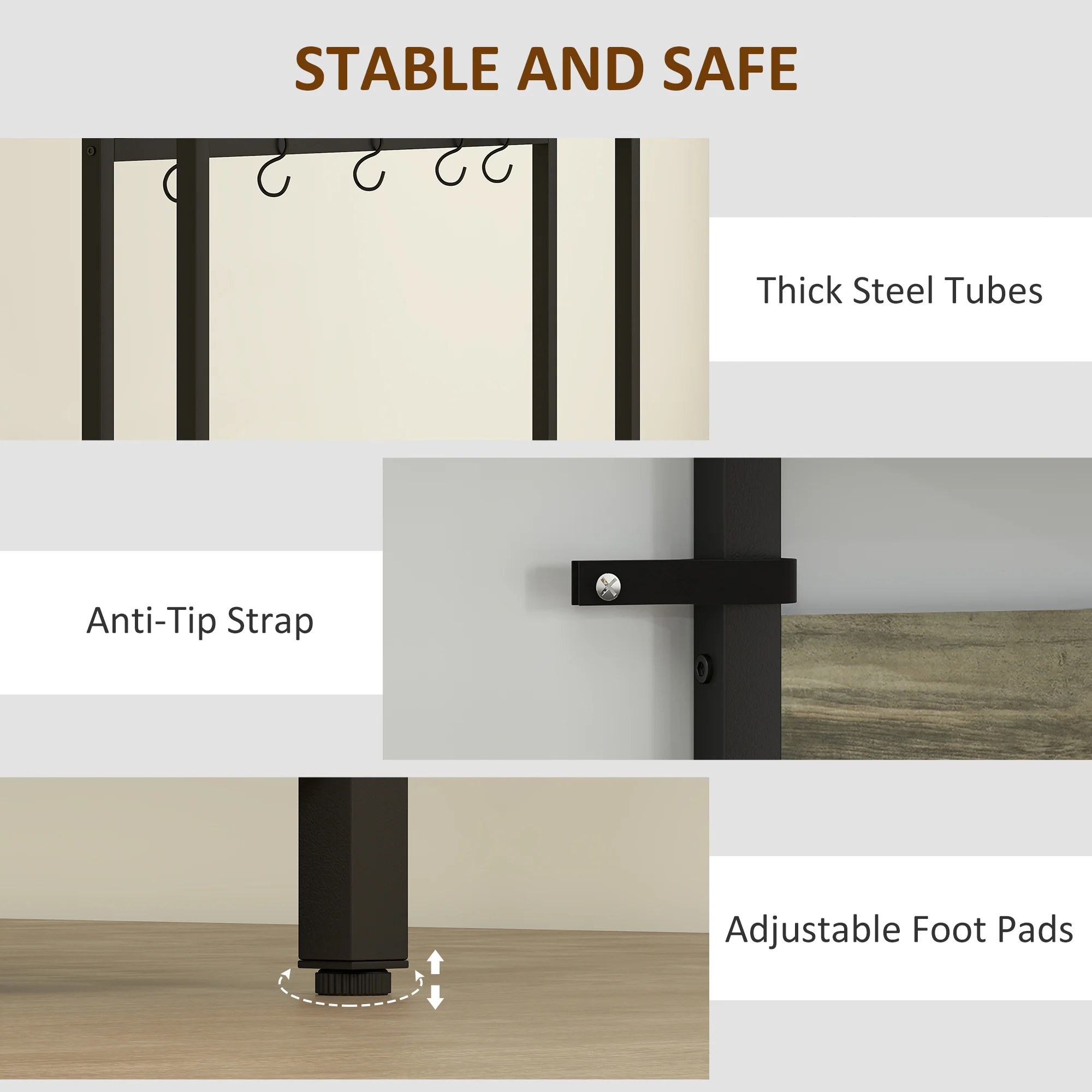 HOMCOM Industrial Hall Tree Coat Rack Stand With Shoe Cabinet - Image 8