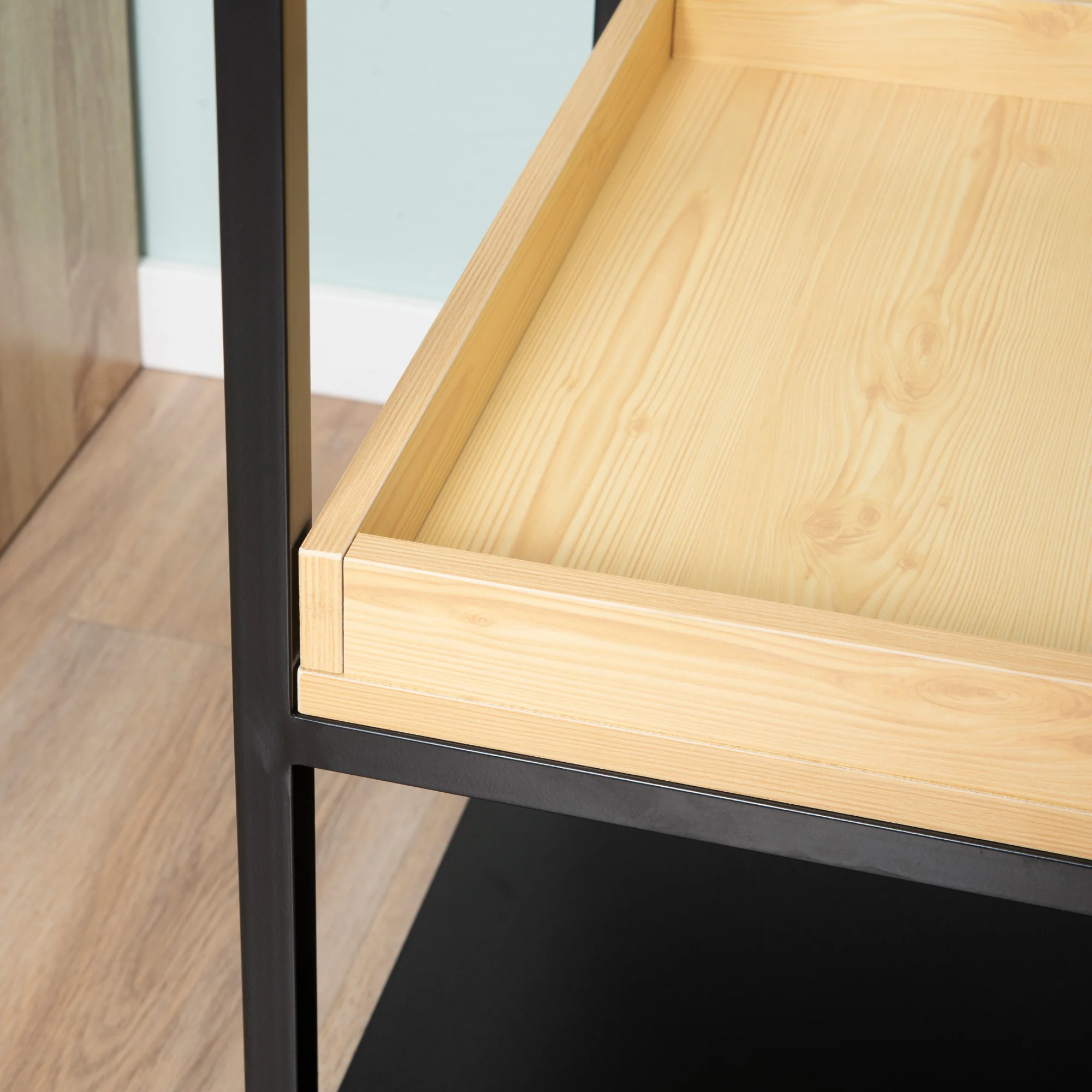 HOMCOM Industrial Side Table with 3-tier Storage Shelves for Living Room - Image 7