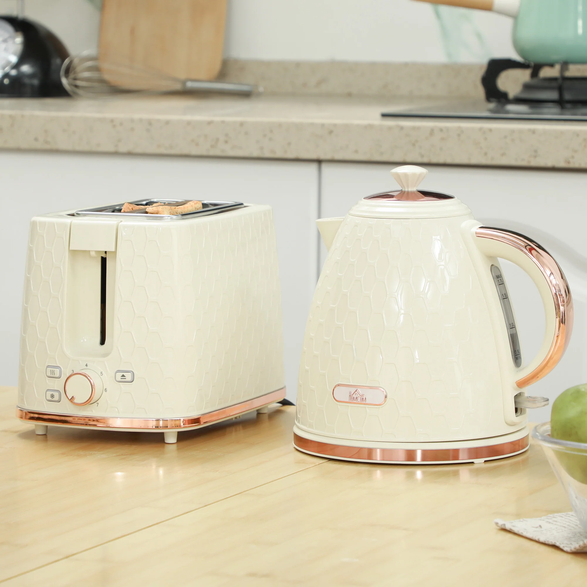 HOMCOM Kettle and Toaster Set 1.7L Fast Boil Kettle & 2 Slice Toaster Set - Image 2