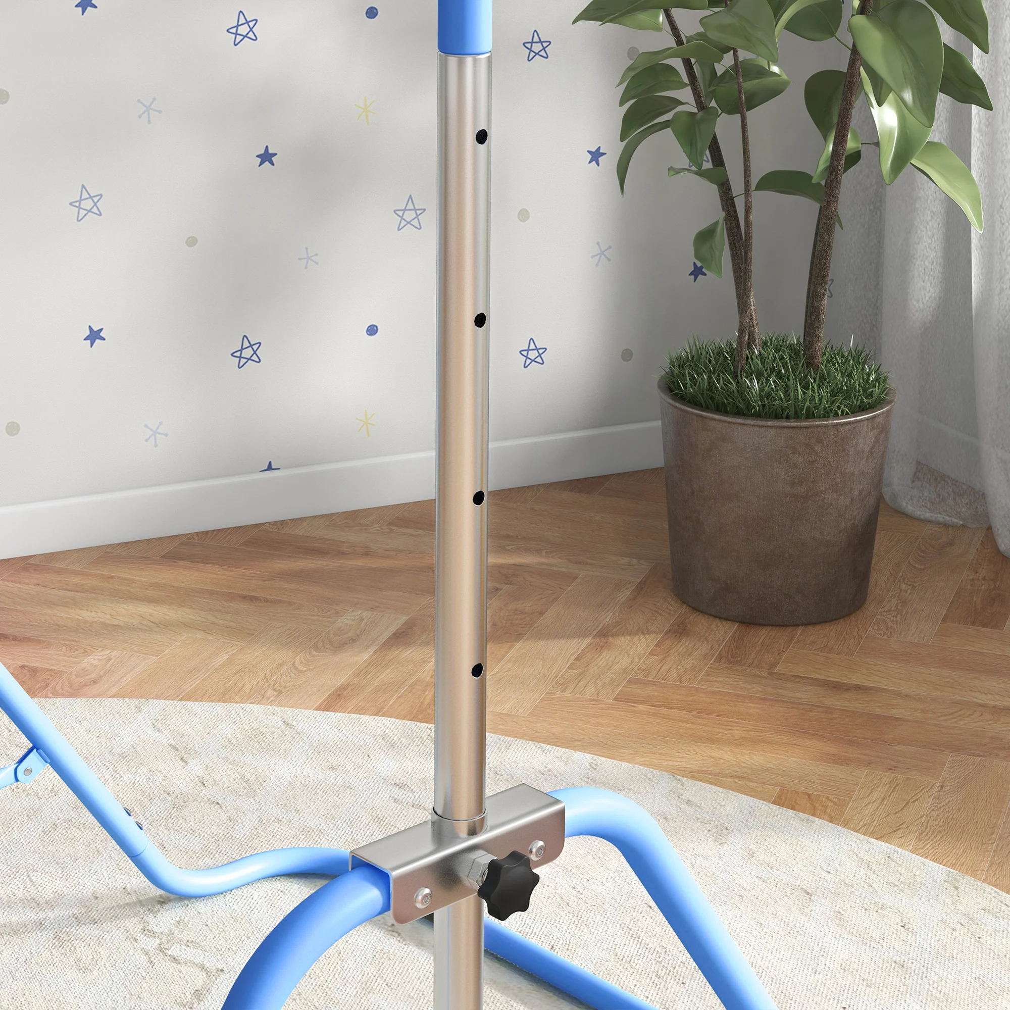 HOMCOM Kids Gymnastic Bar w/ Adjustable Height, Foldable Training Bar - Blue - Image 9