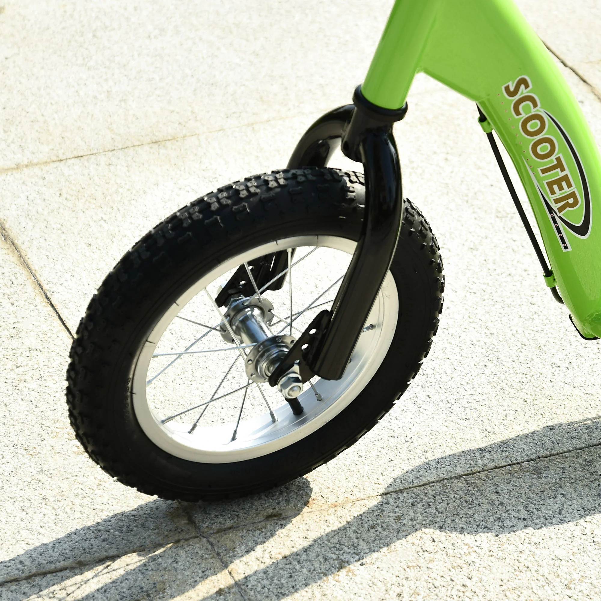 HOMCOM Kids Stunt Scooter With 12 Inch Rubber Wheels Adjustable Handlebar Green - Image 9
