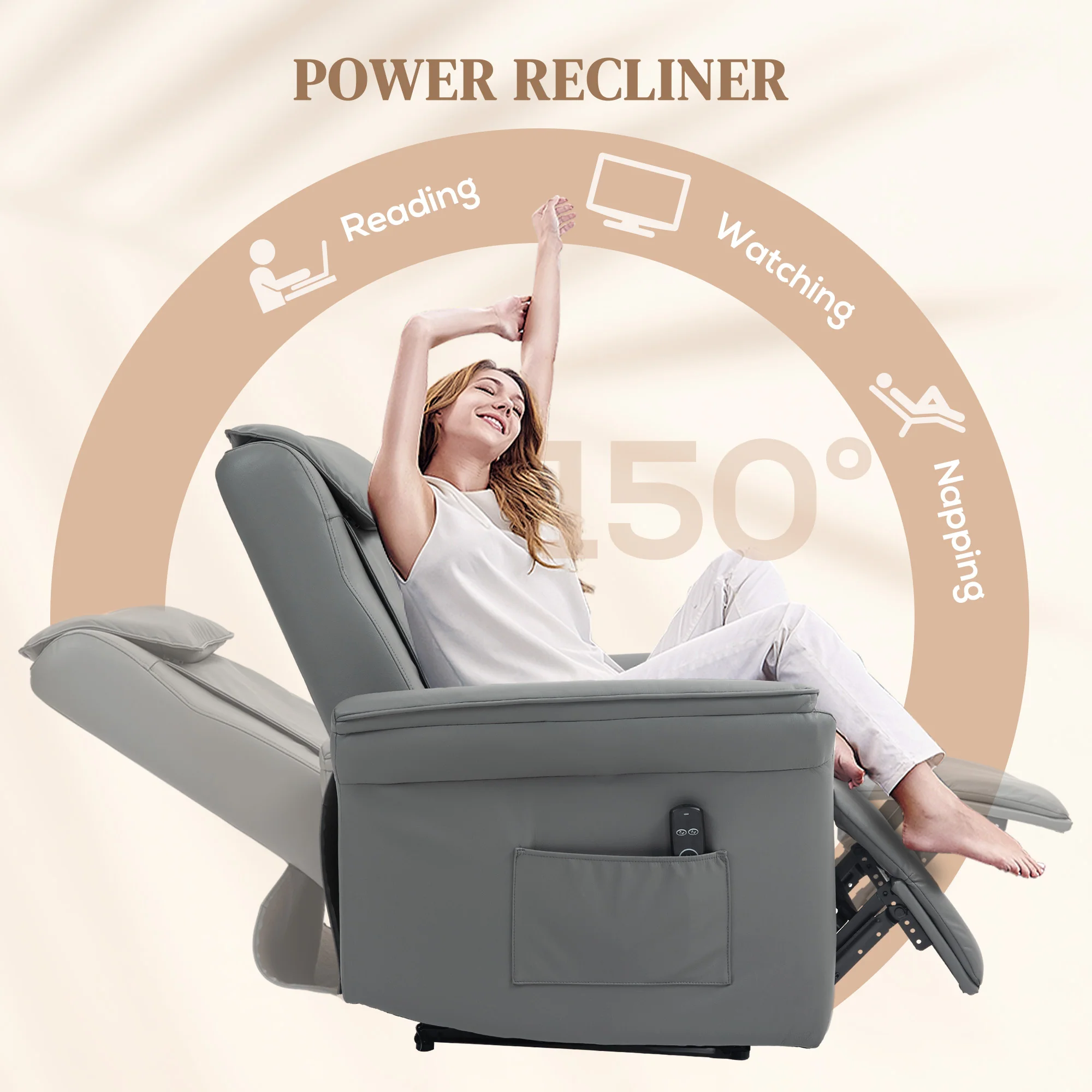 HOMCOM Kneading Massage Recliner Chair Breathable Leather Recliner Armchair - Image 4