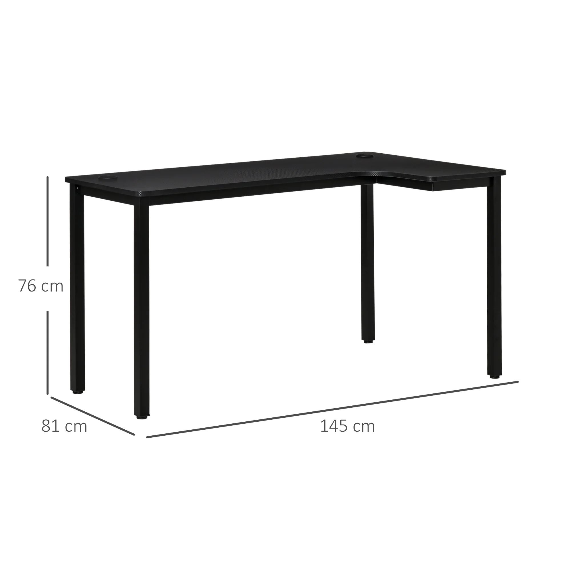 HOMCOM L-Shaped Corner Desk Wood Large PC Gaming Desk 145 x 81 x 76cm Black - Image 2