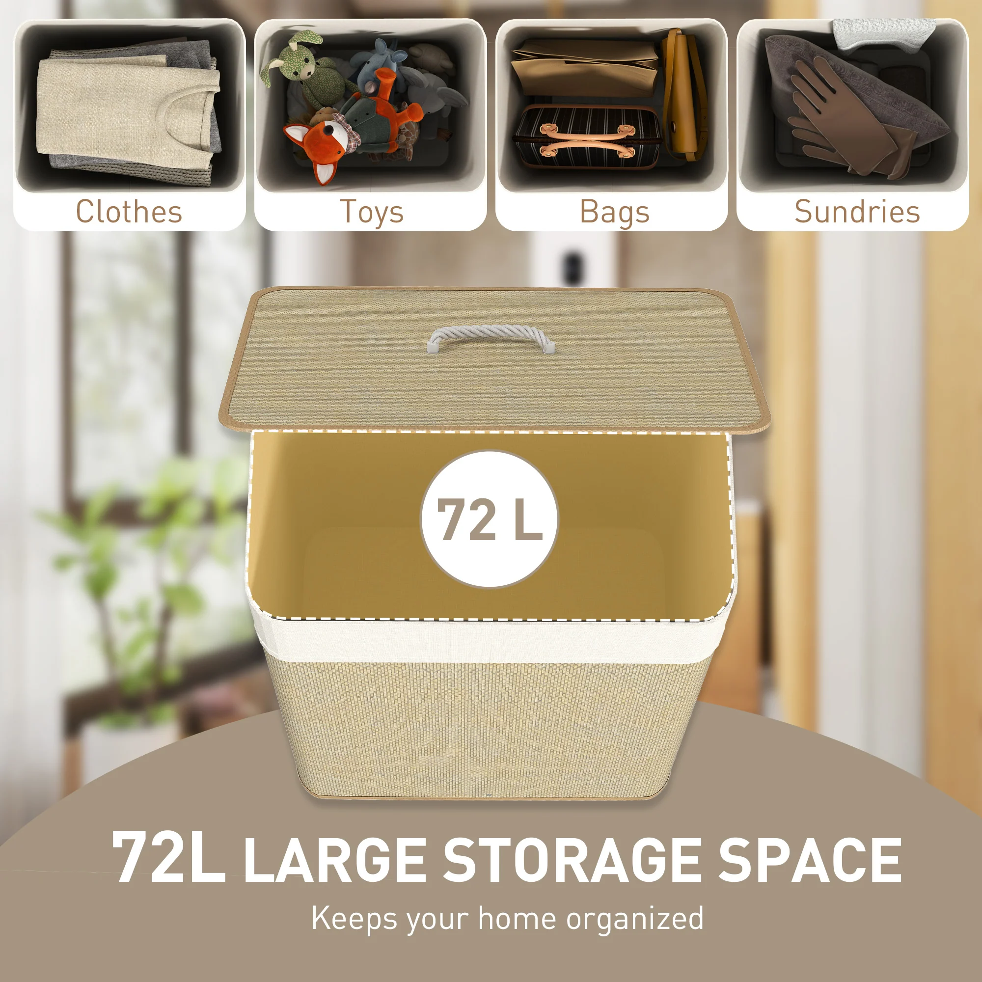 HOMCOM Laundry Hamper With Removable Washable Liner Bag - Image 12