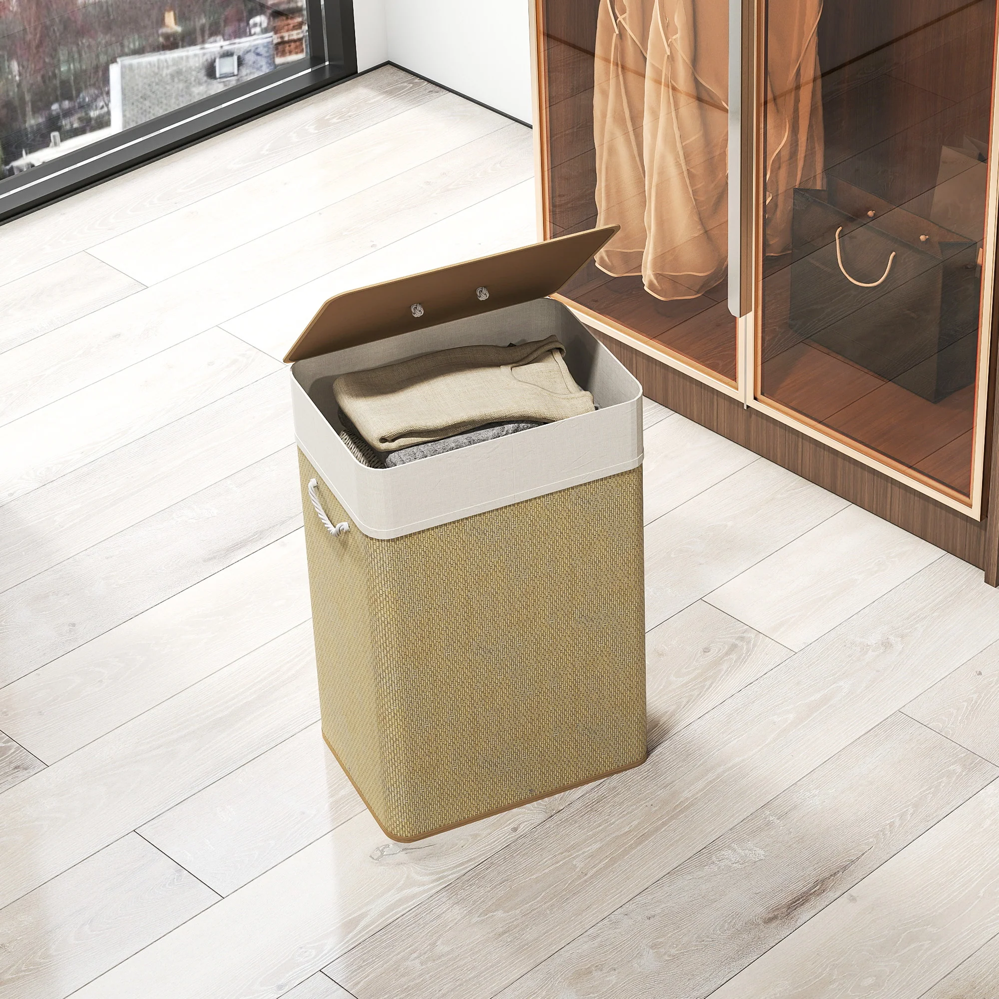 HOMCOM Laundry Hamper With Removable Washable Liner Bag - Image 18
