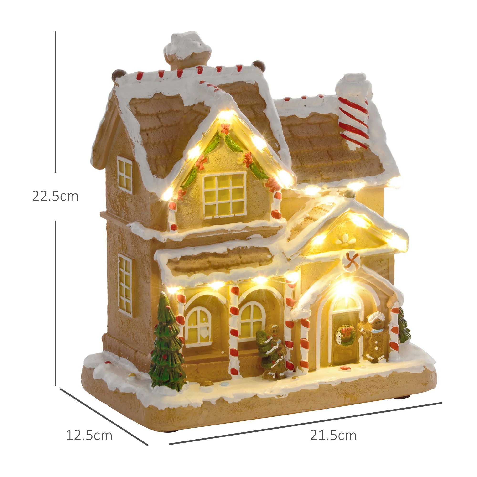 HOMCOM Lighted And Musical Christmas Candy House With Gingerbread Man Brown - Image 5