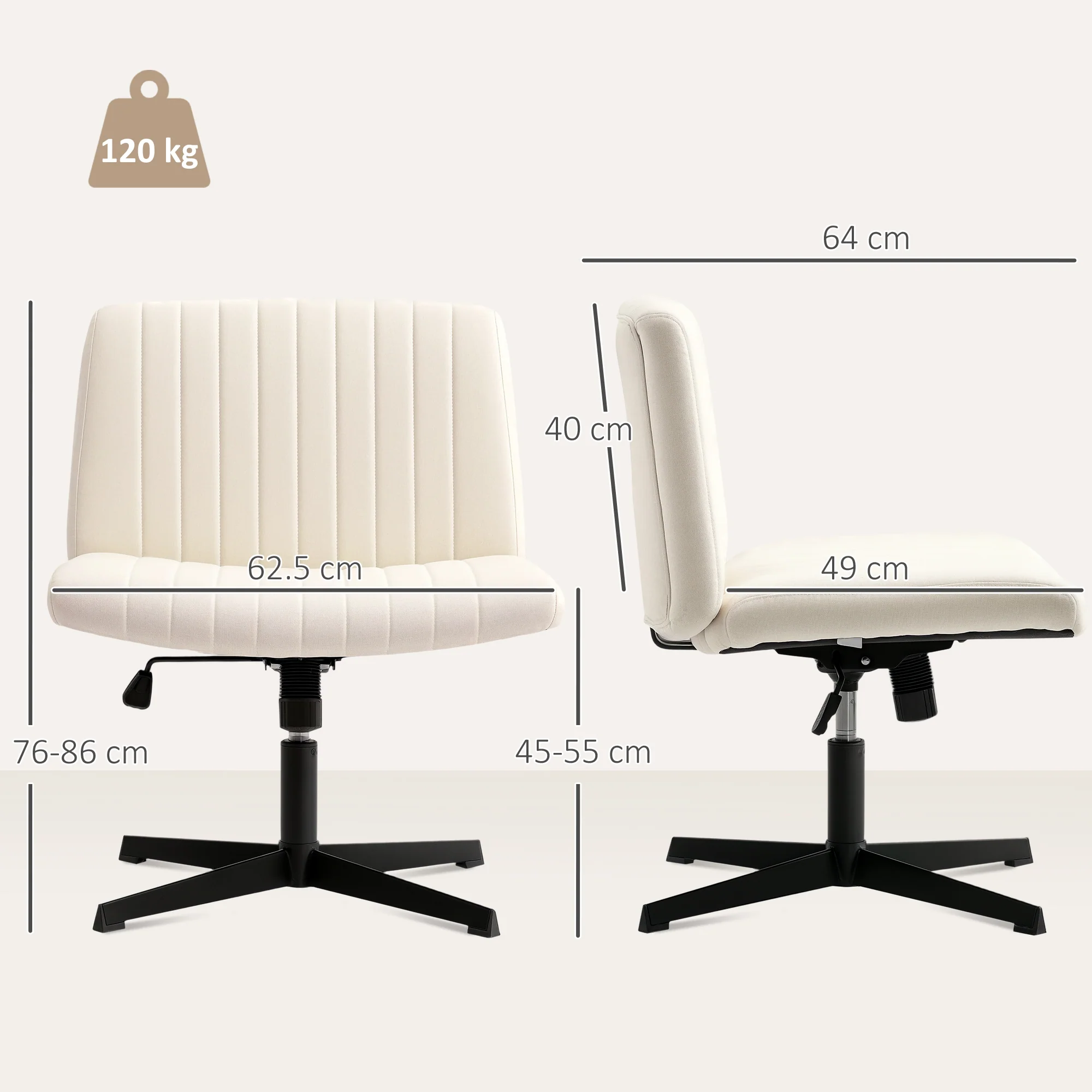 HOMCOM Linen Criss Cross Legged Office Chair With Tilt Function - Image 14