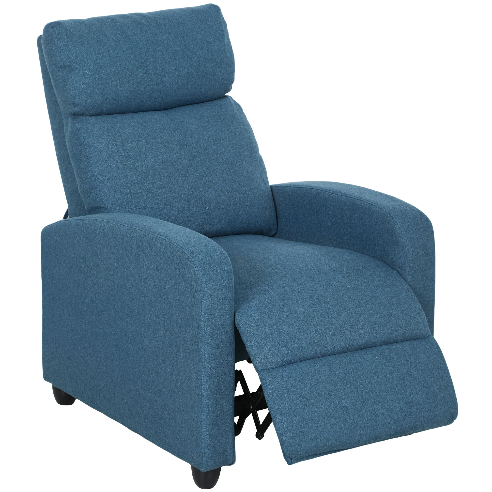 HOMCOM Linen Fabric Reclining Chair With Padded Seat, Blue