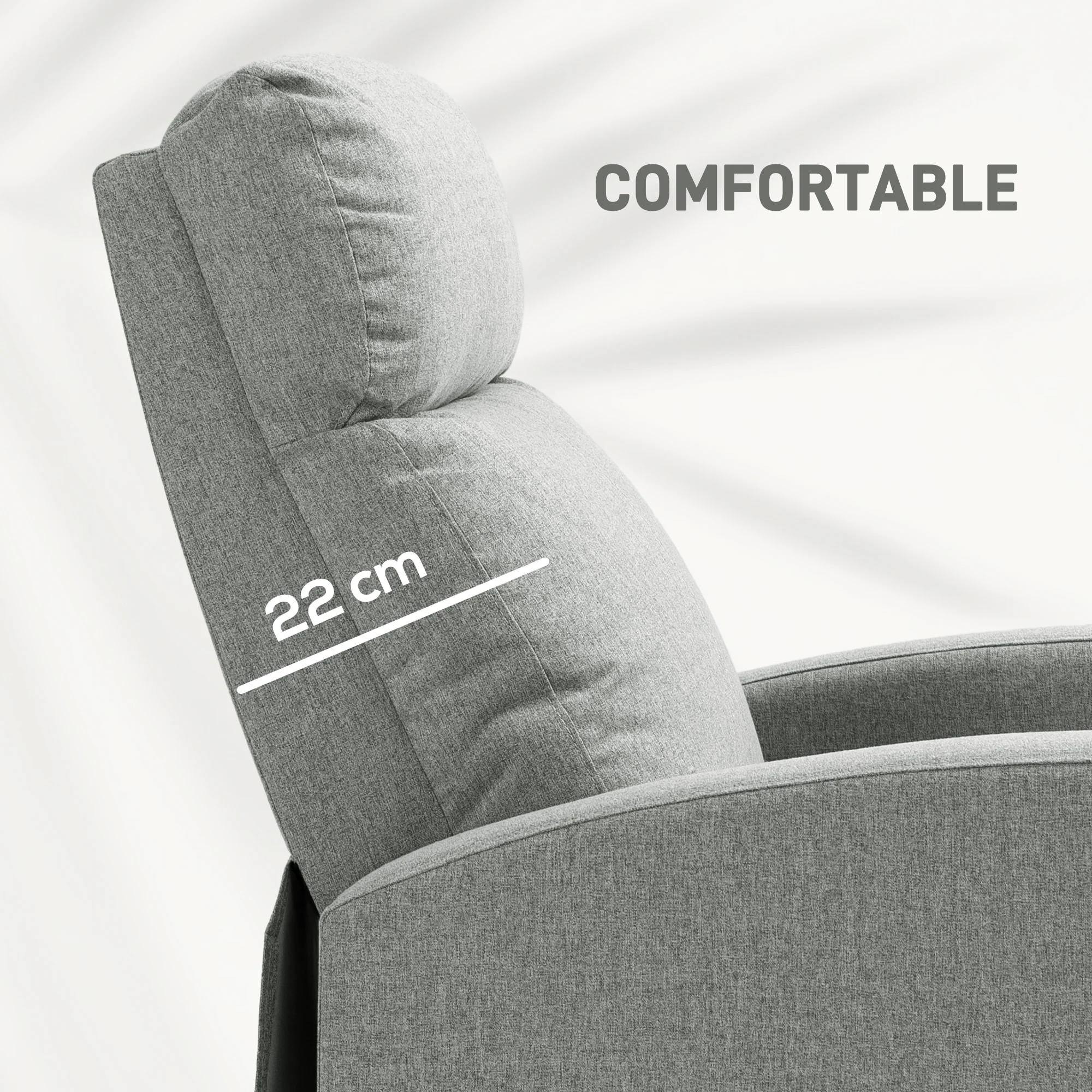 HOMCOM Linen Fabric Reclining Chair with Padded Seat, Light Grey - Image 4