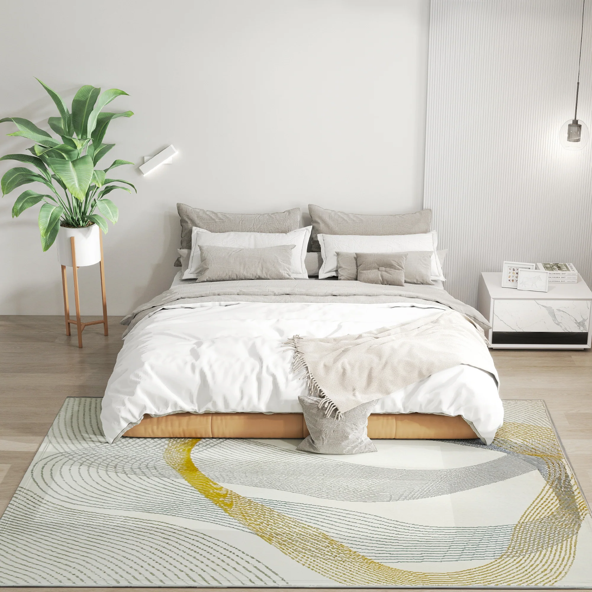 HOMCOM Machine Washable Rug, Allergy-Friendly Floor Carpet, Cream White - Image 11