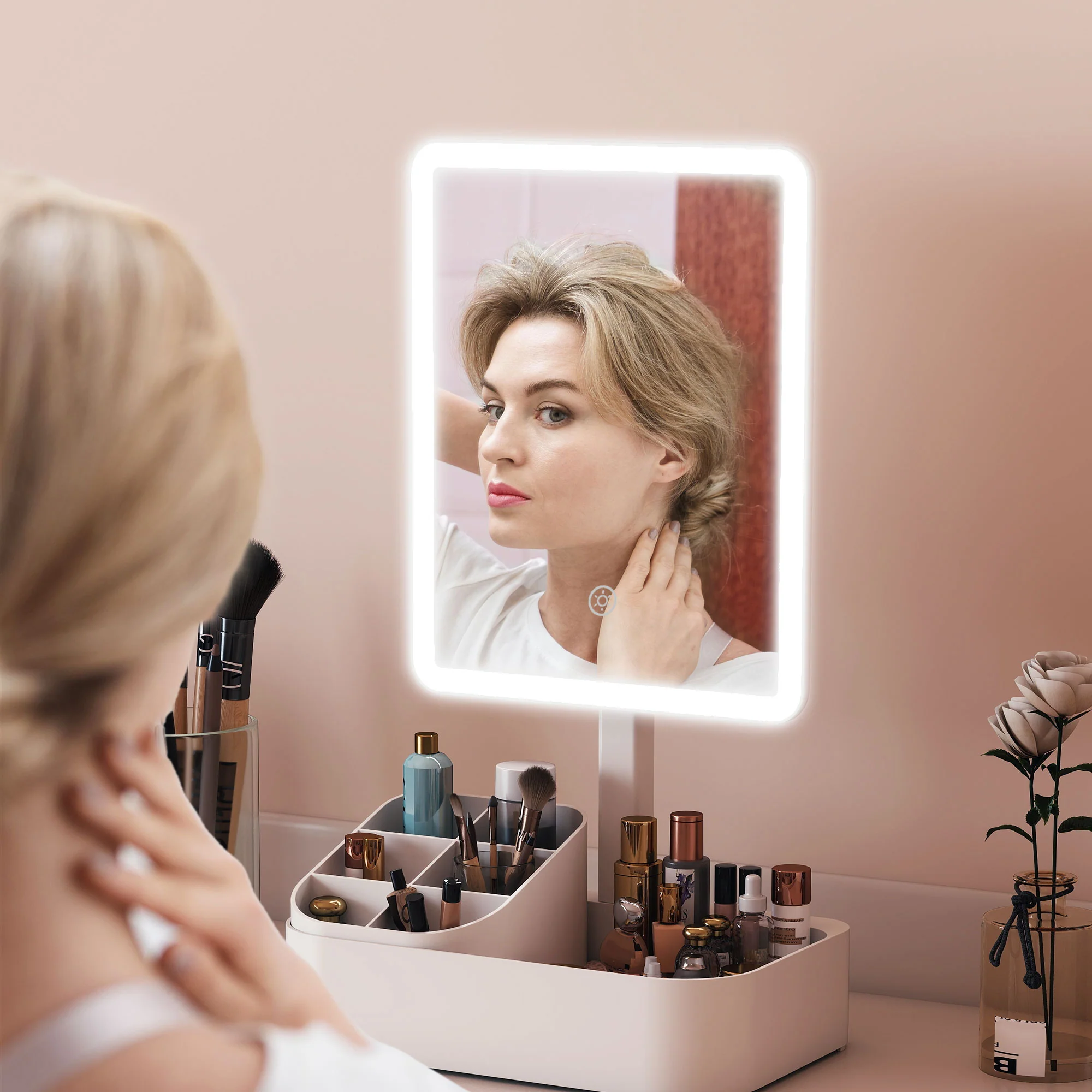HOMCOM Makeup Mirror, Light Up Mirror With Touch Screen, 2 Lighting Modes - Image 2