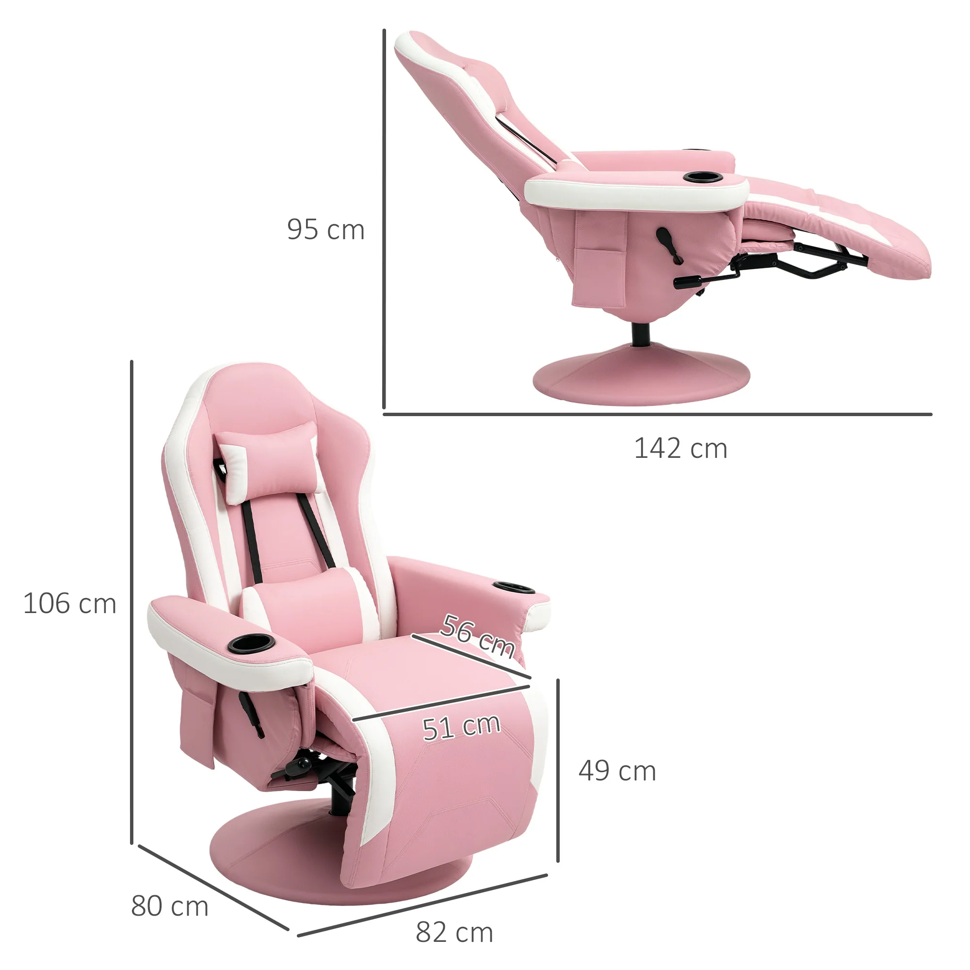 HOMCOM Manual Recliner Armchair PU Sofa Chair W/ Footrest & 135Â° Reclining - Image 5