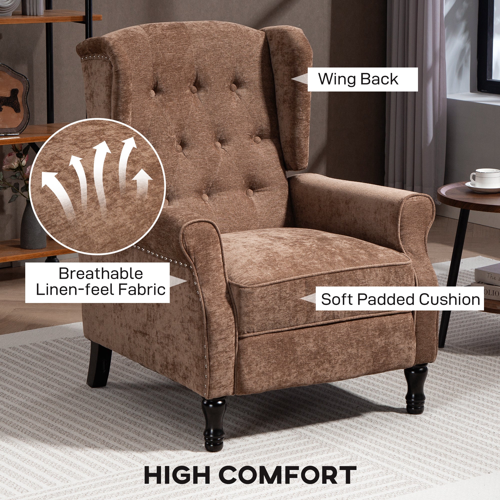 HOMCOM Manual Reclining Armchair Recliner With Footrest - Image 13