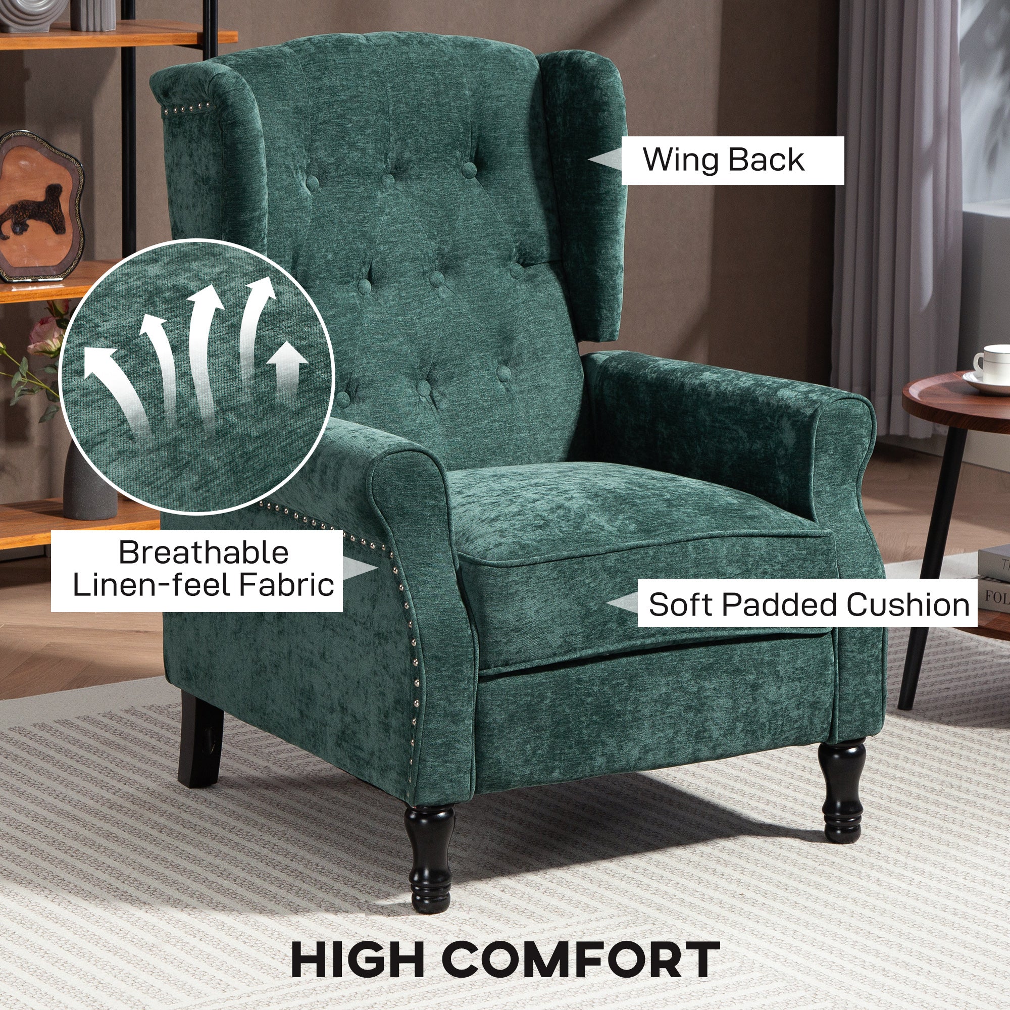 HOMCOM Manual Reclining Armchair Recliner With Footrest - Image 22