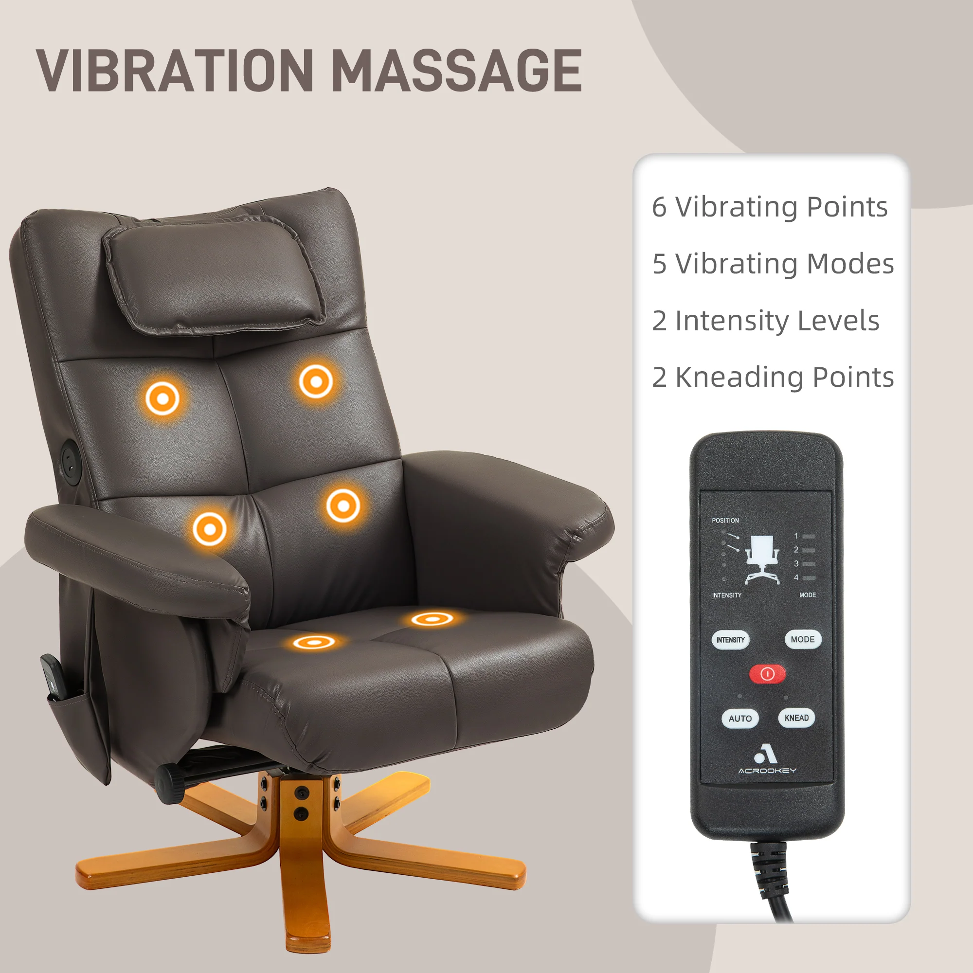 HOMCOM Massage Recliner Chair with Footstool and Hidden Storage - Image 12