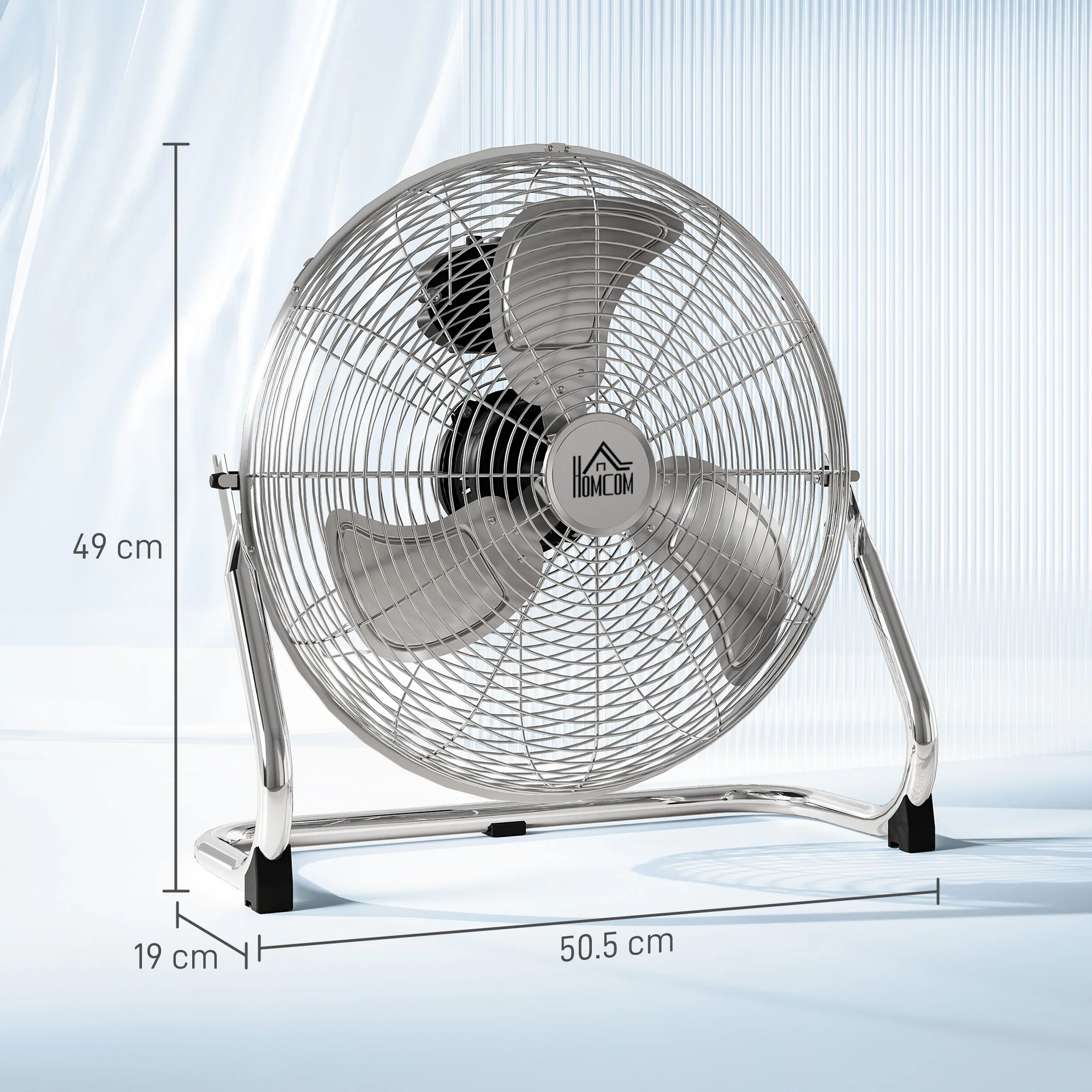 HOMCOM Metal Desk Fan, Electric Table Fan with 3 Speed Settings, Silver - Image 5