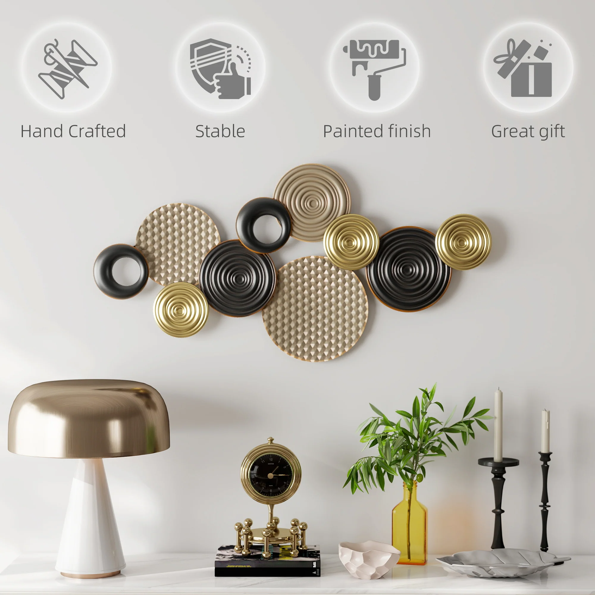 HOMCOM Metal Wall Art, Large 3D Wall Sculpture For Living Room Dining Room - Image 6