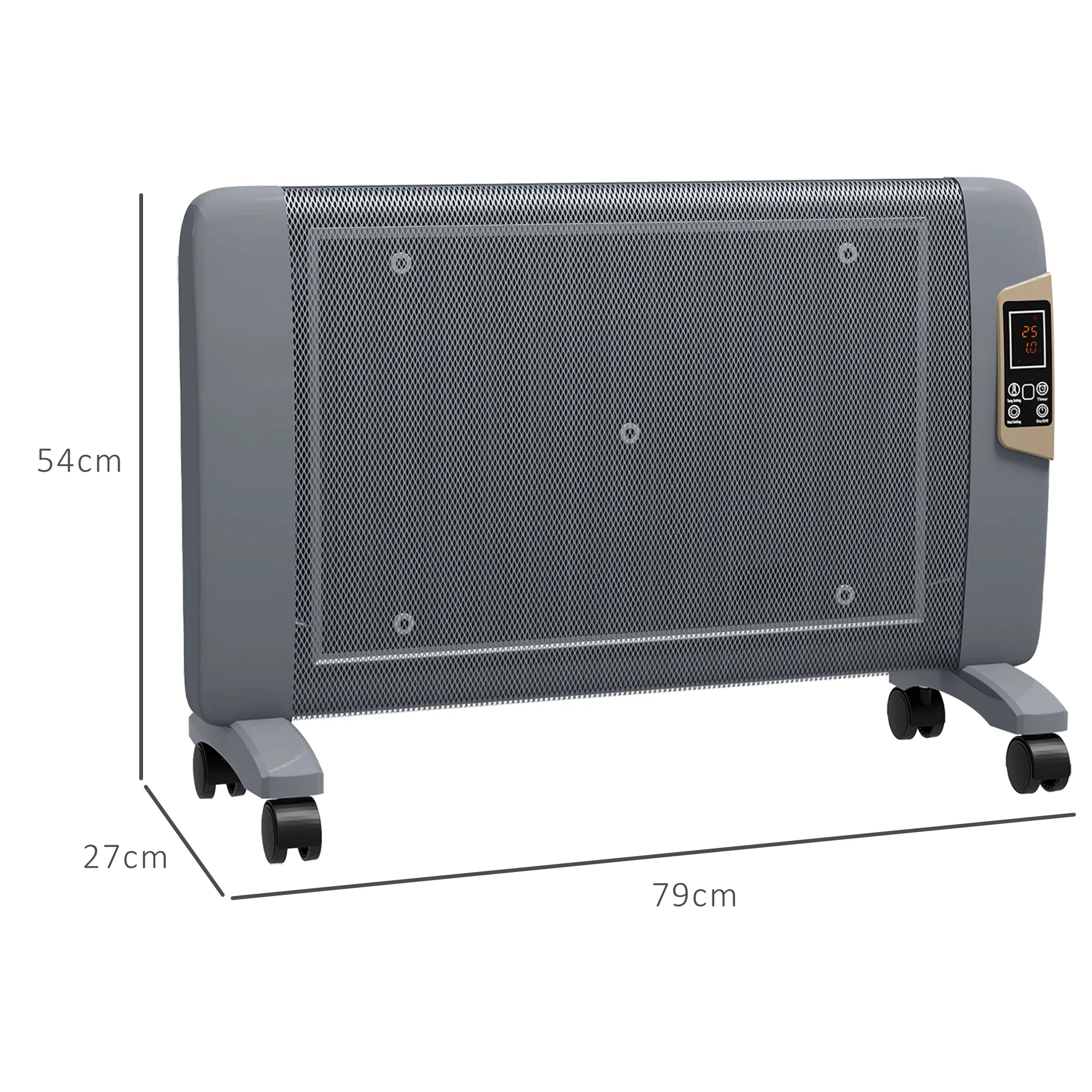 HOMCOM Mica Electric Space Heater, Portable Heater, 2 Heat Settings, White/Grey - Image 14