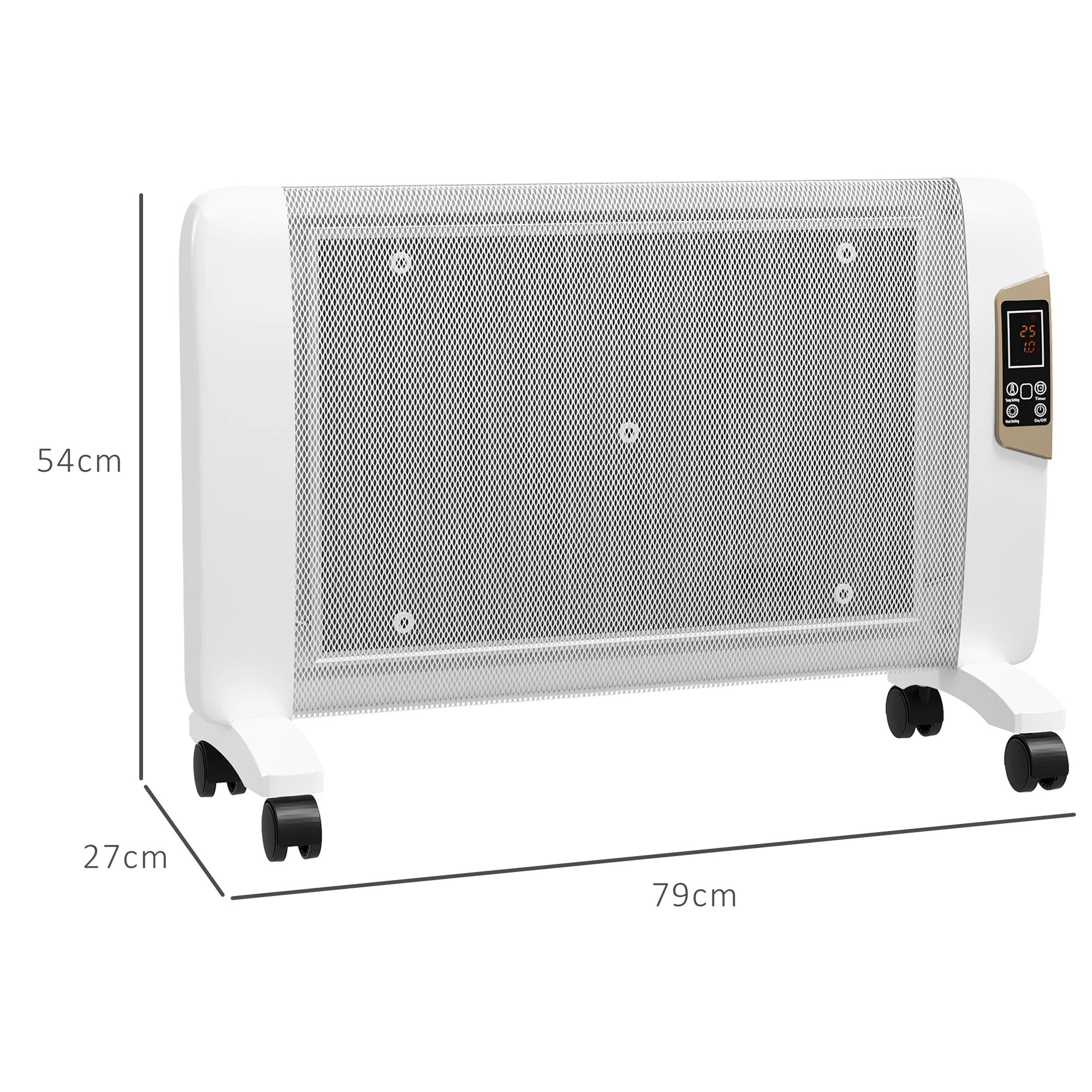 HOMCOM Mica Electric Space Heater, Portable Heater, 2 Heat Settings, White/Grey - Image 5