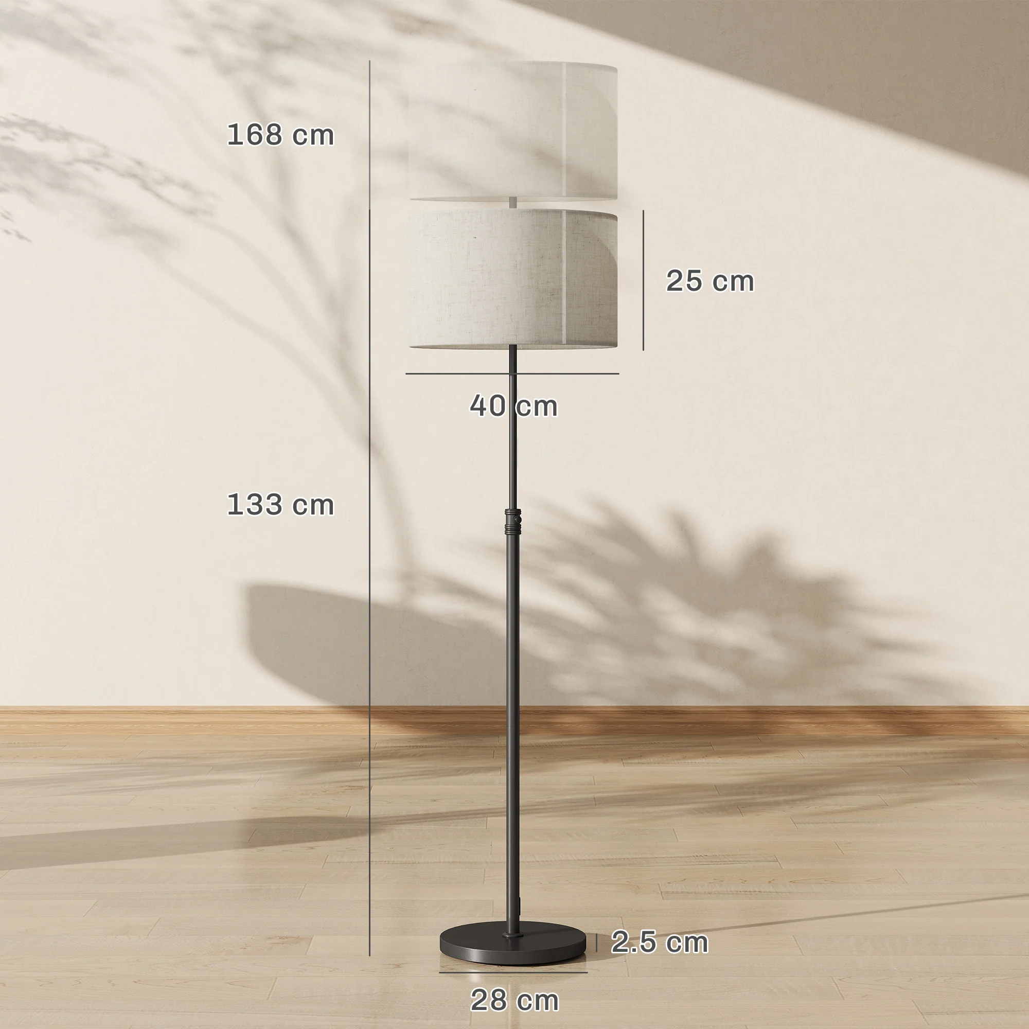 HOMCOM Modern Dimmable Standing Lamp With Adjustable Colour Temperatures - Image 5